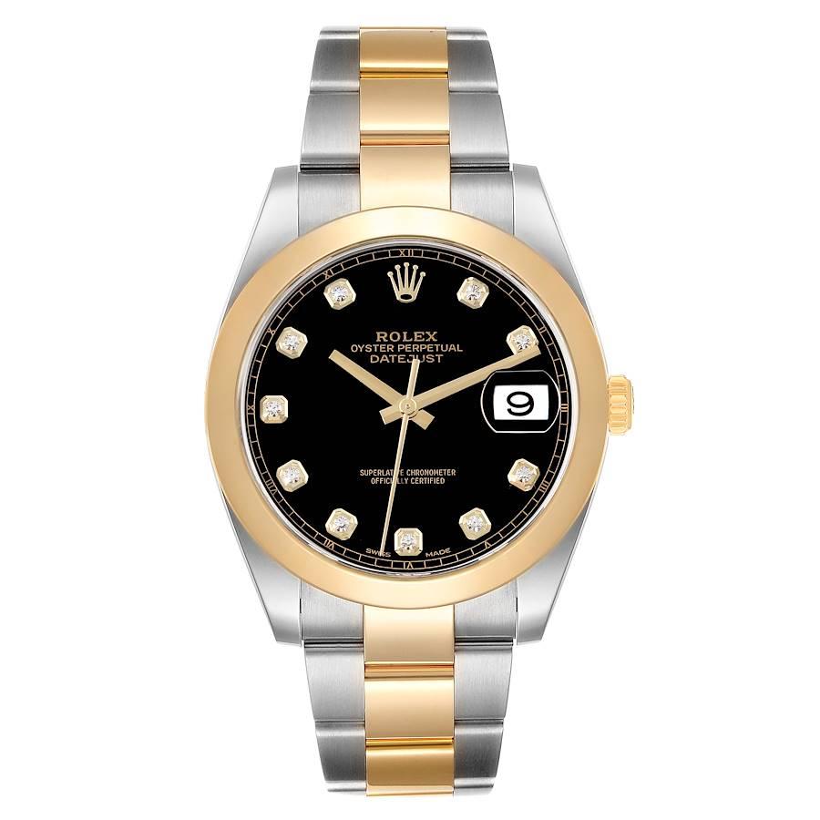 Rolex Datejust 41 Steel Yellow Gold Diamond Mens Watch 126303 Box Card. Officially certified chronometer self-winding movement. Stainless steel and 18K yellow gold case 41.0 mm in diameter. Rolex logo on a crown. 18K yellow gold smooth domed bezel.