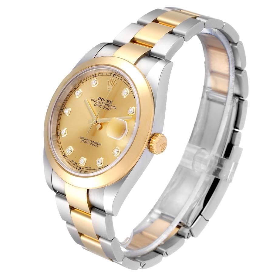 Rolex Datejust 41 Steel Yellow Gold Diamond Mens Watch 126303 Box Card In Excellent Condition For Sale In Atlanta, GA