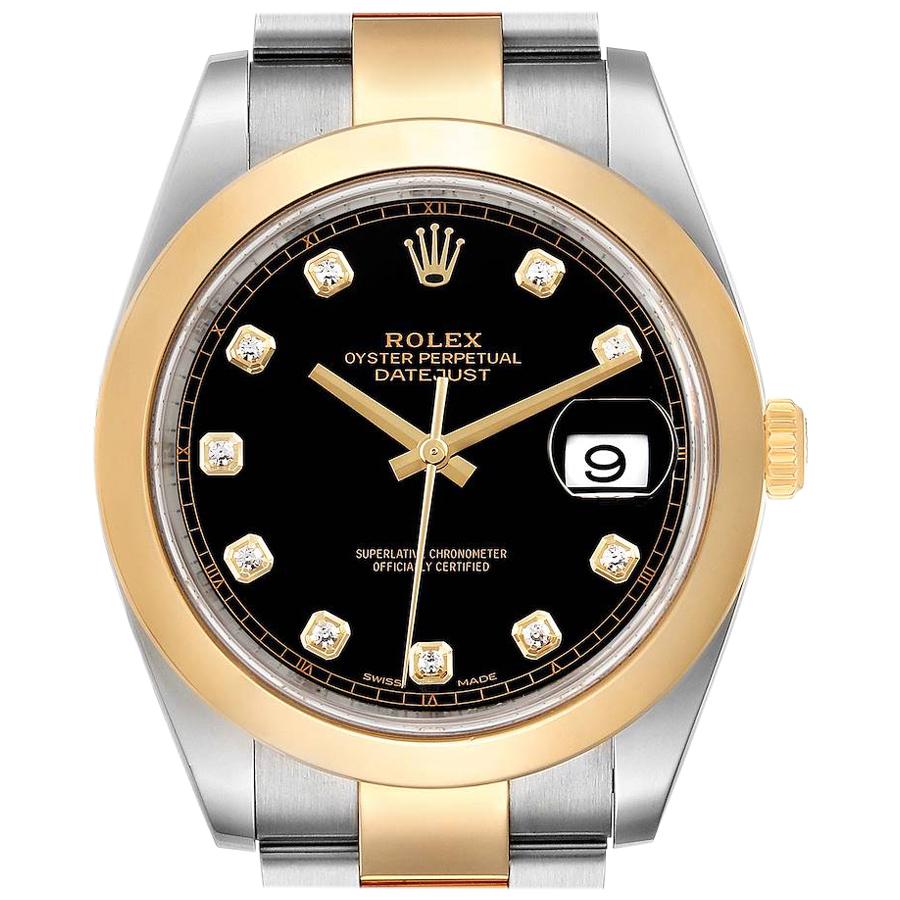 Rolex Datejust 41 Steel Yellow Gold Diamond Men’s Watch 126303 Box Card