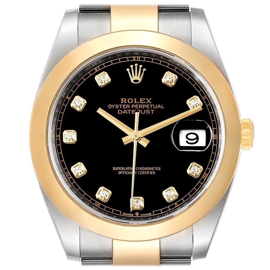 Rolex Datejust 41 Steel Yellow Gold Diamond Men's Watch 126303 Box Card For Sale