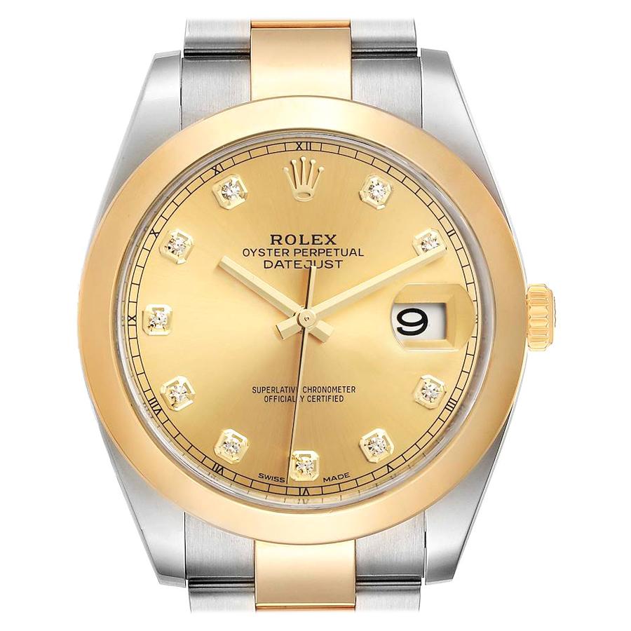 Rolex Datejust 41 Steel Yellow Gold Diamond Men's Watch 126303 Box Card For Sale