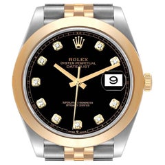 Rolex Datejust 41 Steel Yellow Gold Diamond Mens Watch 126303 Box Card