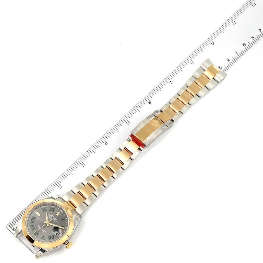 Rolex Datejust 41 Steel Yellow Gold Grey Green Dial Watch 126303 Box Card 4