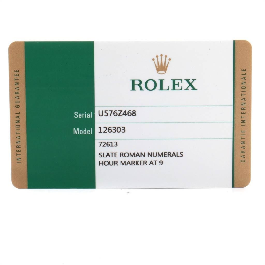 Rolex Datejust 41 Steel Yellow Gold Grey Green Dial Watch 126303 Box Card For Sale 6