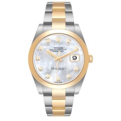 Rolex Datejust 41 Steel Yellow Gold MOP Diamond Dial Mens Watch 126303 Unworn