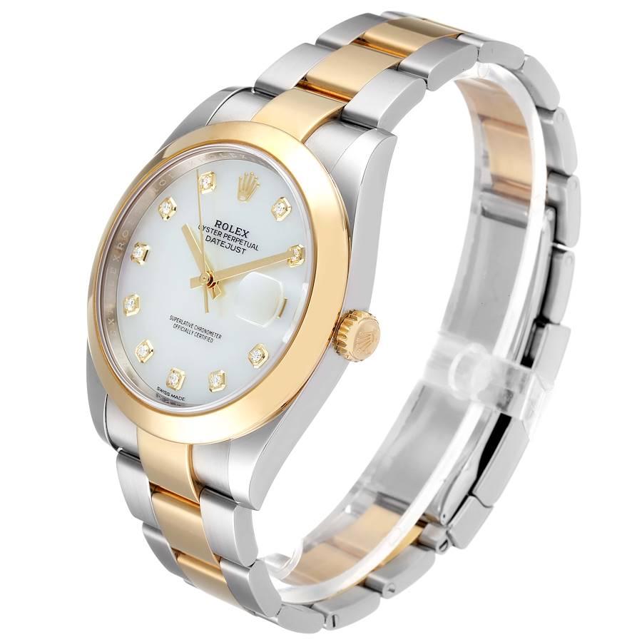 Men's Rolex Datejust 41 Steel Yellow Gold MOP Diamond Mens Watch 126303 Box Card