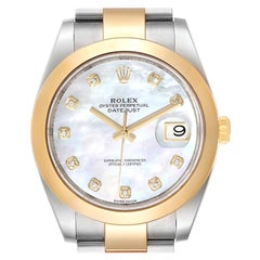 Rolex Datejust 41 Steel Yellow Gold MOP Diamond Mens Watch 126303 Box Card