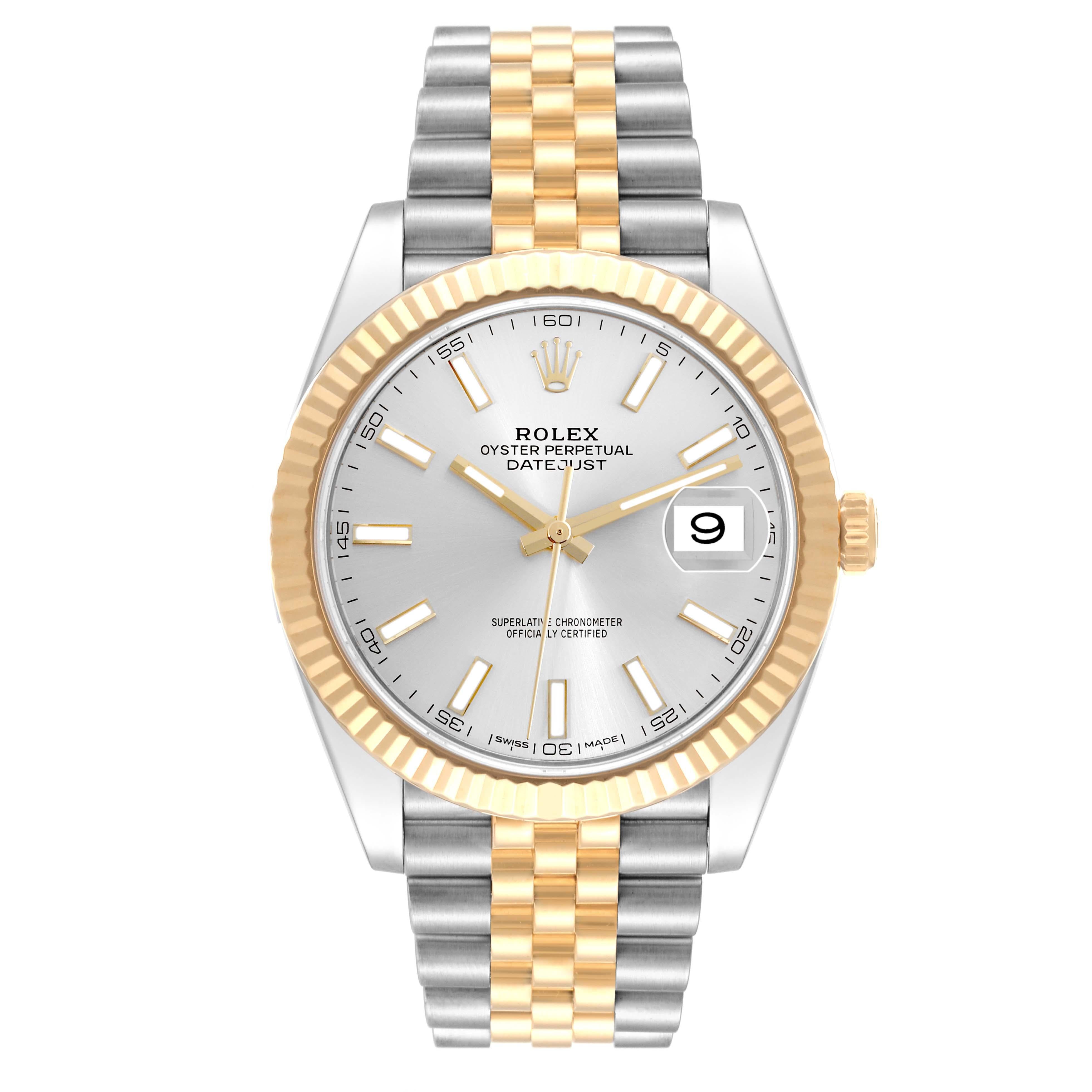 Rolex Datejust 41 Steel Yellow Gold Silver Dial Mens Watch 126333 Box Card 7