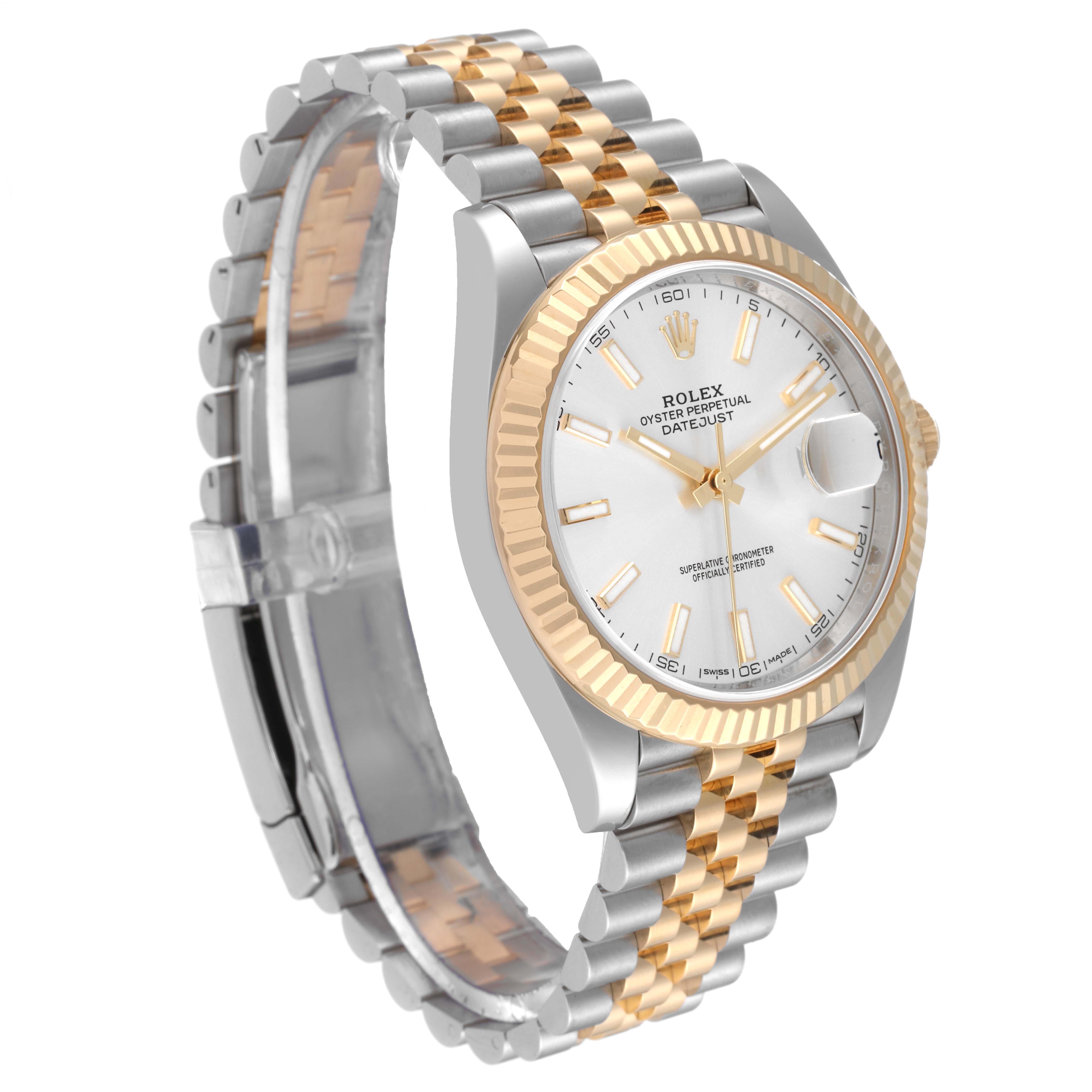 Rolex Datejust 41 Steel Yellow Gold Silver Dial Mens Watch 126333 Box Card For Sale 8