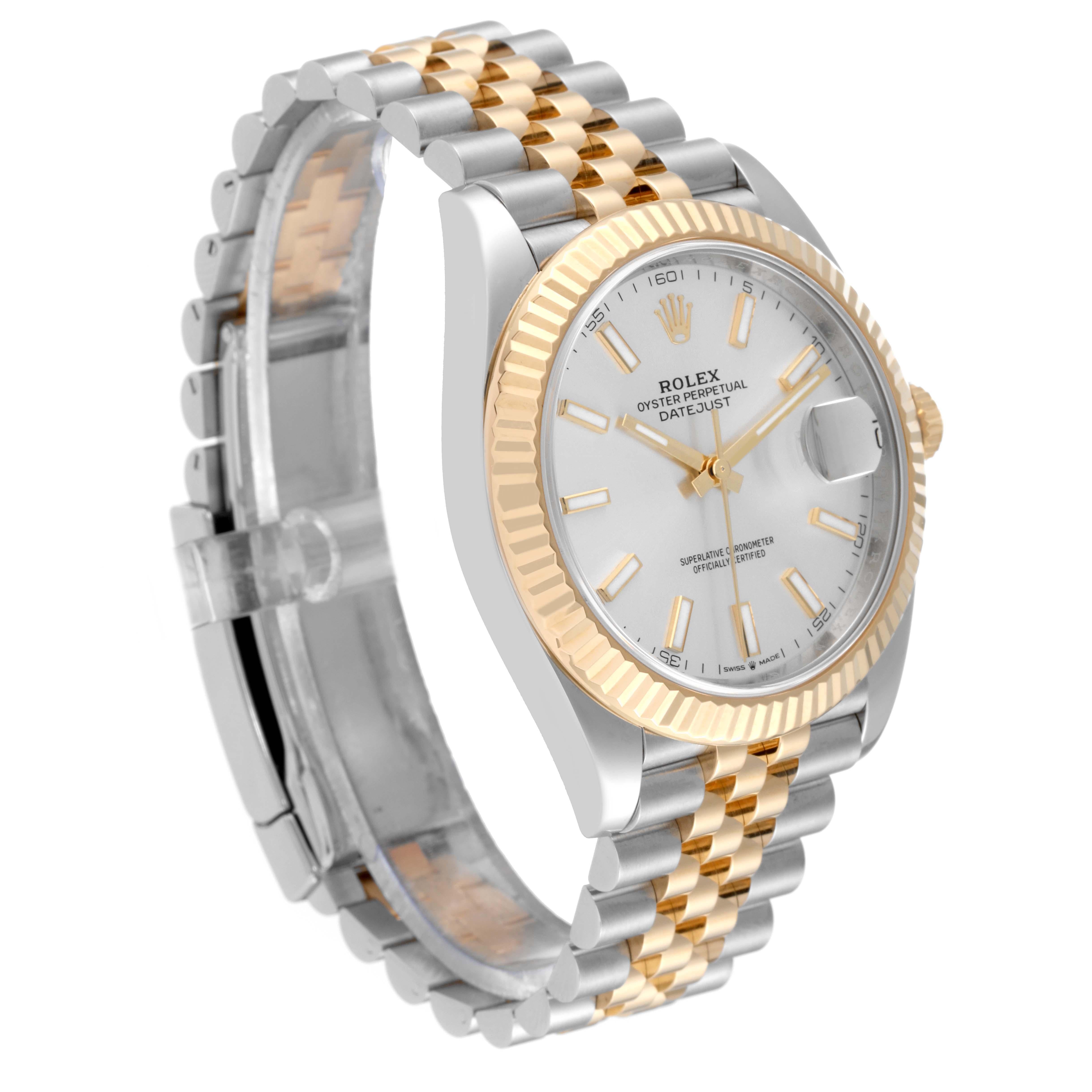 Rolex Datejust 41 Steel Yellow Gold Silver Dial Mens Watch 126333 Box Card In Excellent Condition In Atlanta, GA