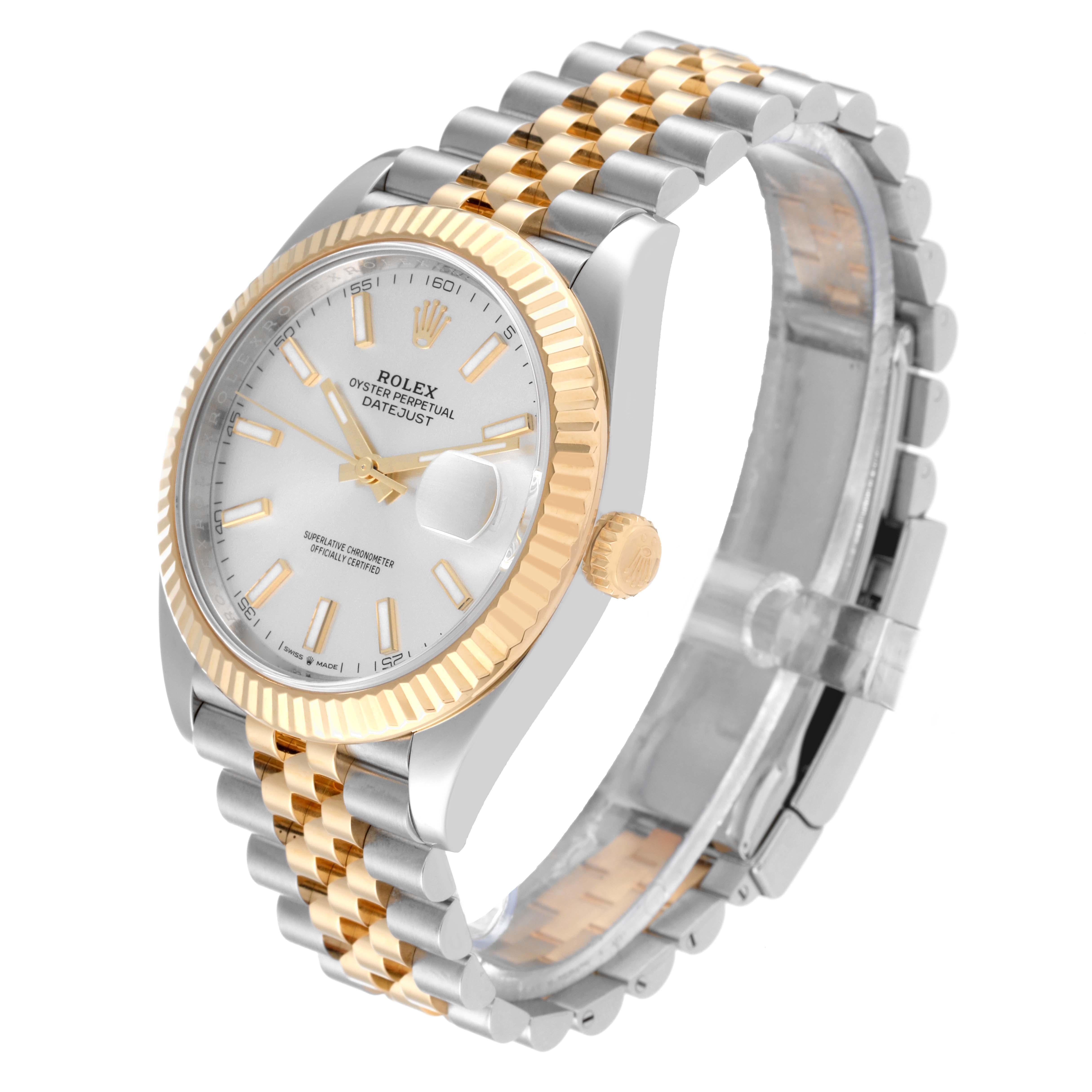 Men's Rolex Datejust 41 Steel Yellow Gold Silver Dial Mens Watch 126333 Box Card