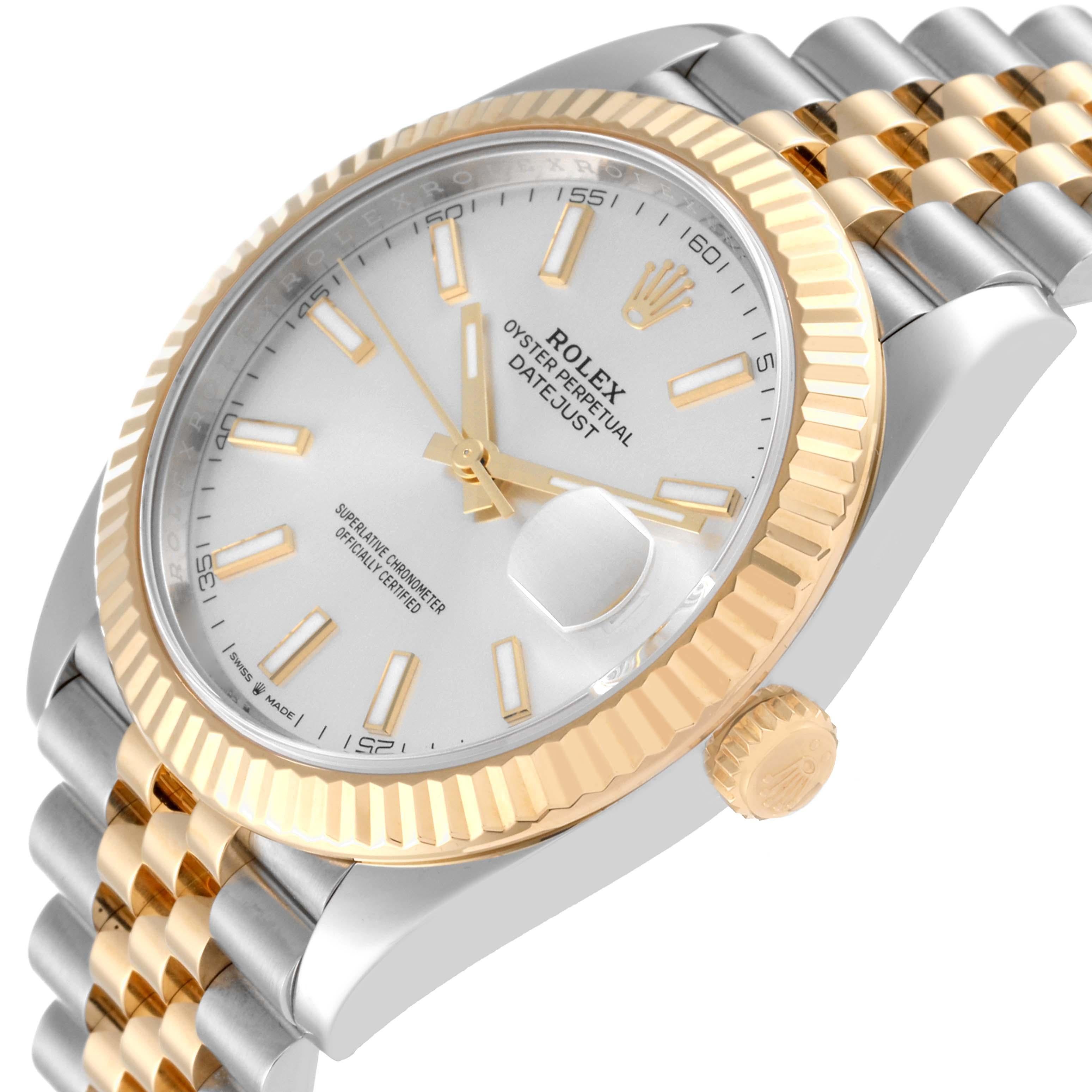 Rolex Datejust 41 Steel Yellow Gold Silver Dial Mens Watch 126333 Box Card 1
