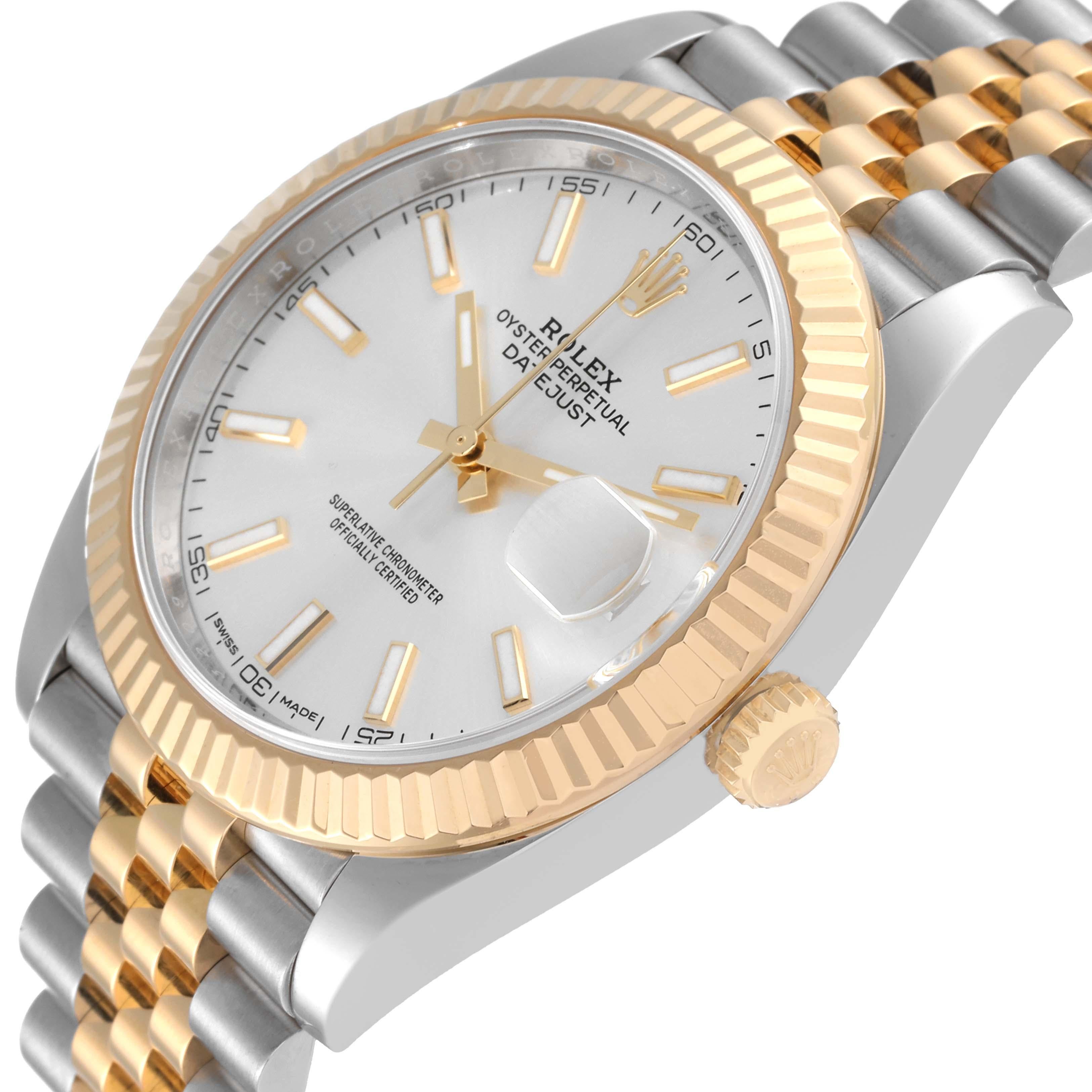 Rolex Datejust 41 Steel Yellow Gold Silver Dial Mens Watch 126333 Box Card For Sale 1