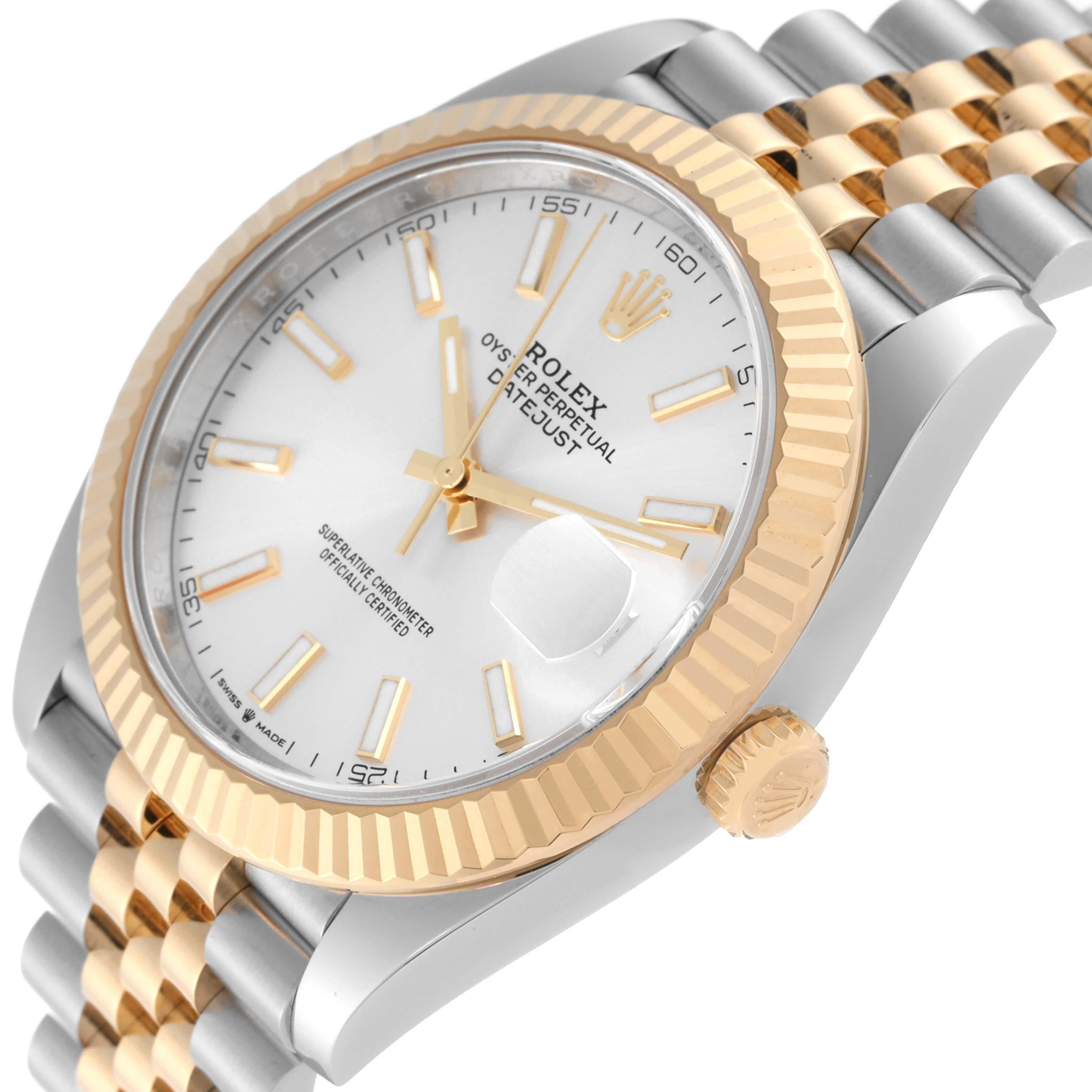 Rolex Datejust 41 Steel Yellow Gold Silver Dial Mens Watch 126333 In Excellent Condition For Sale In Atlanta, GA