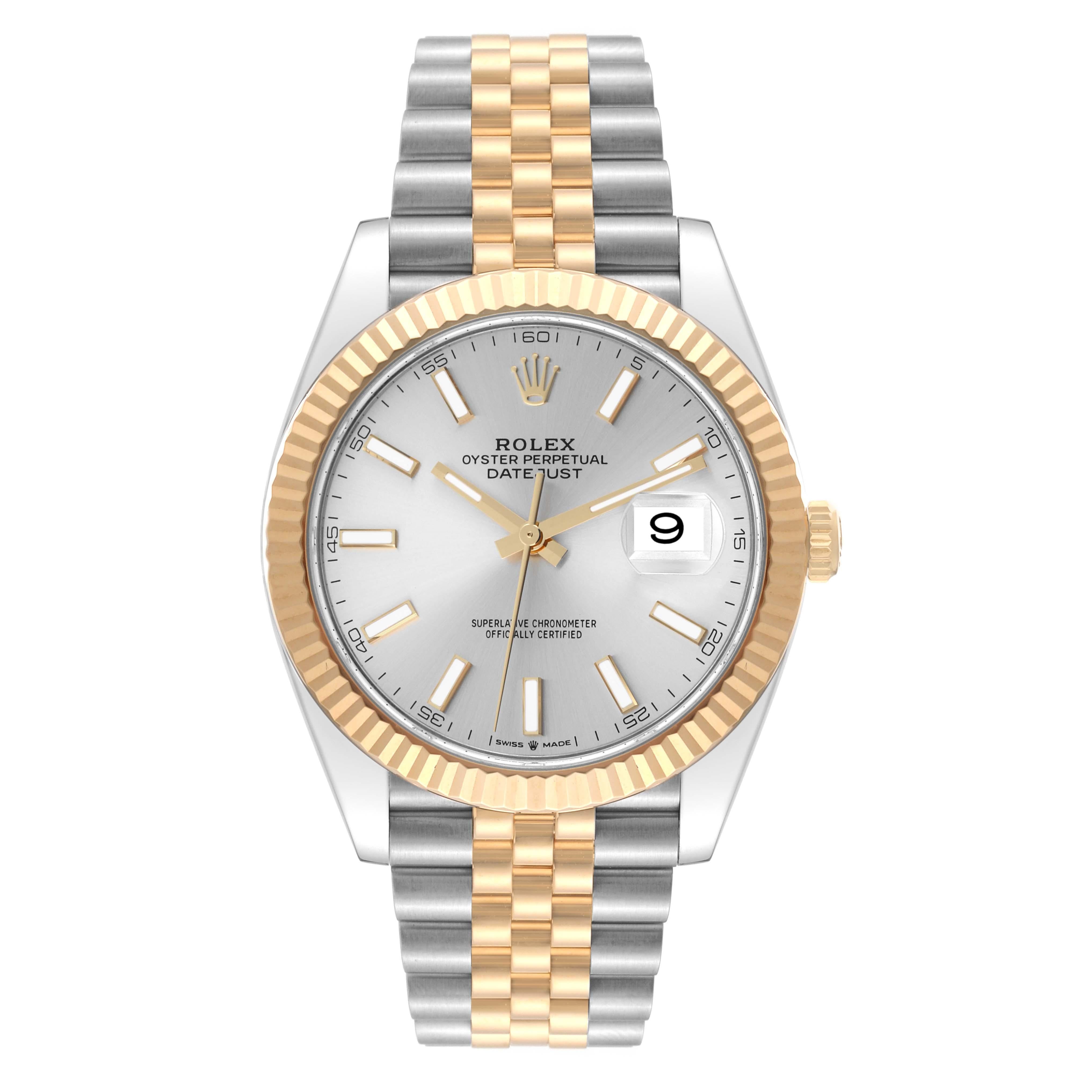 Rolex Datejust 41 Steel Yellow Gold Silver Dial Mens Watch 126333 For Sale 1
