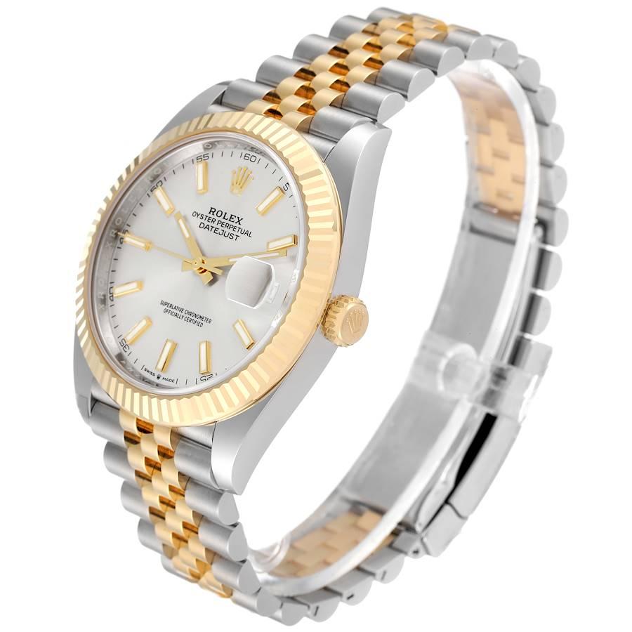 Rolex Datejust 41 Stahl Gelbgold Silber Zifferblatt Herrenuhr 126333 Ungetragen im Angebot 1