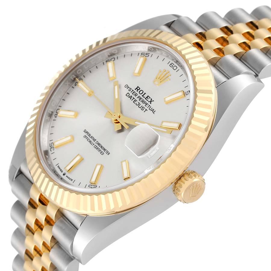 Rolex Datejust 41 Stahl Gelbgold Silber Zifferblatt Herrenuhr 126333 Ungetragen im Angebot 2