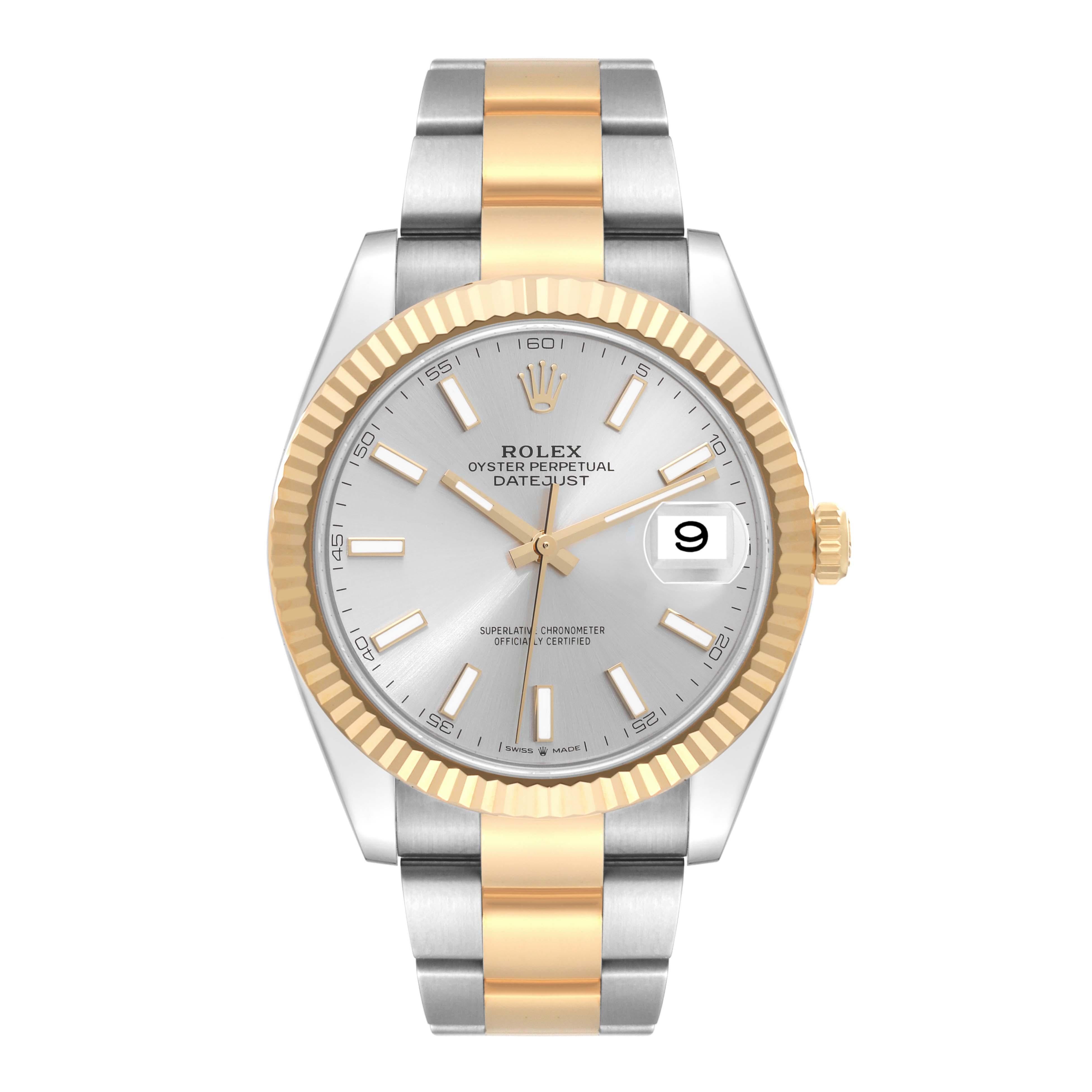 Rolex Datejust 41 Steel Yellow Gold Silver Dial Mens Watch 126333 Unworn For Sale 1