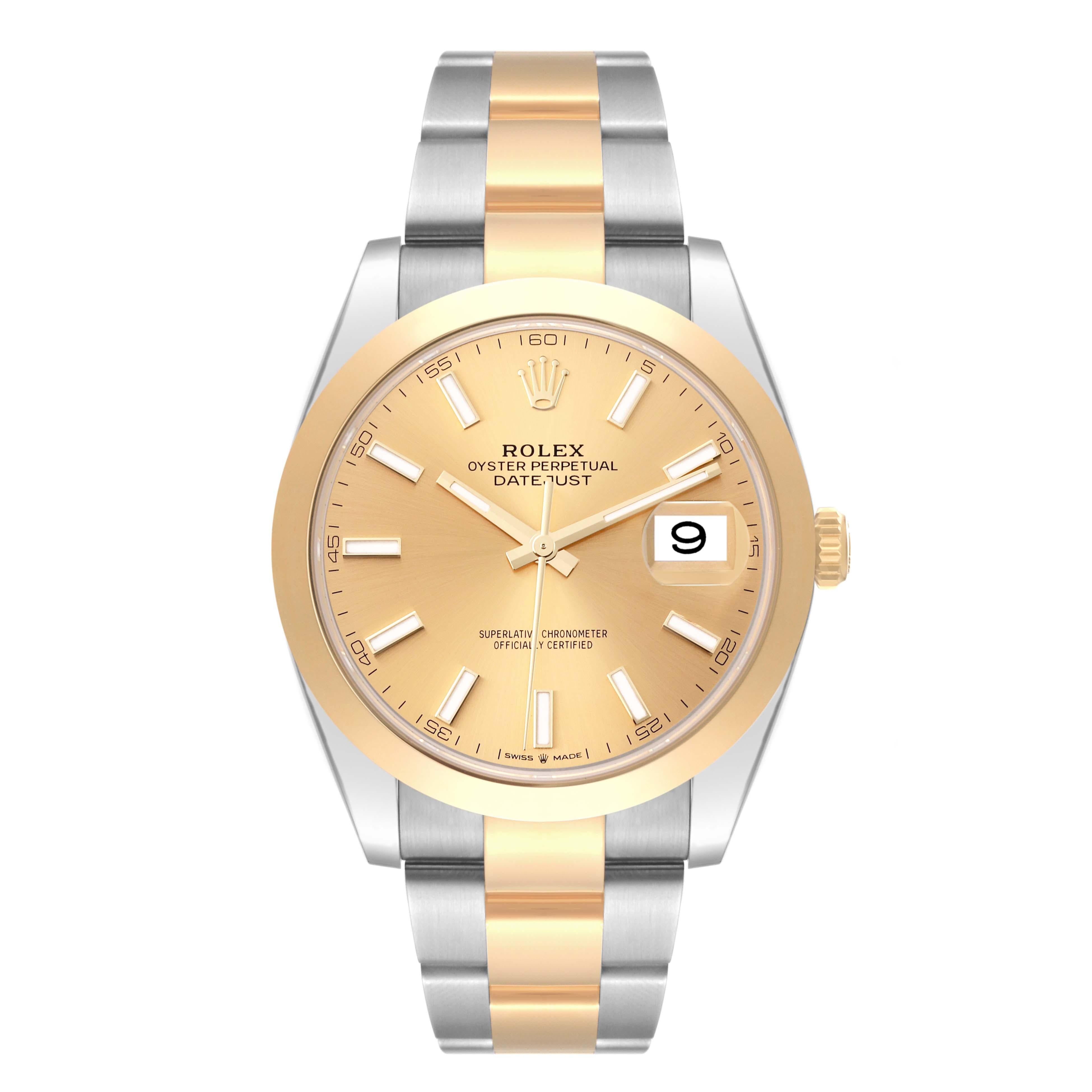 Men's Rolex Datejust 41 Steel Yellow Gold Smooth Bezel Mens Watch 126303 Unworn