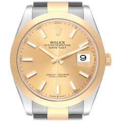 Rolex Datejust 41 Steel Yellow Gold Smooth Bezel Mens Watch 126303 Unworn