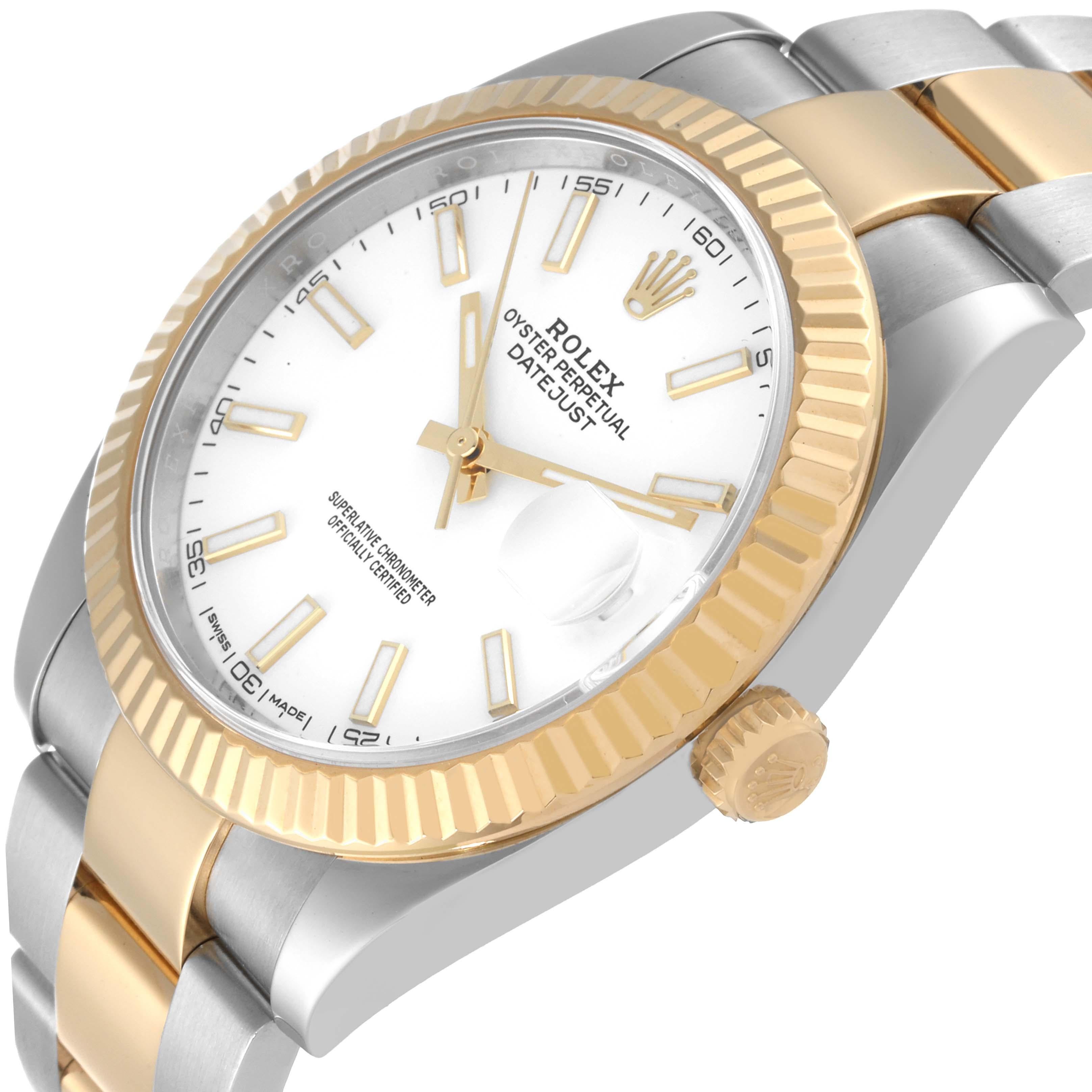 Rolex Datejust 41 Steel Yellow Gold White Dial Mens Watch 126333 Box Card For Sale 1