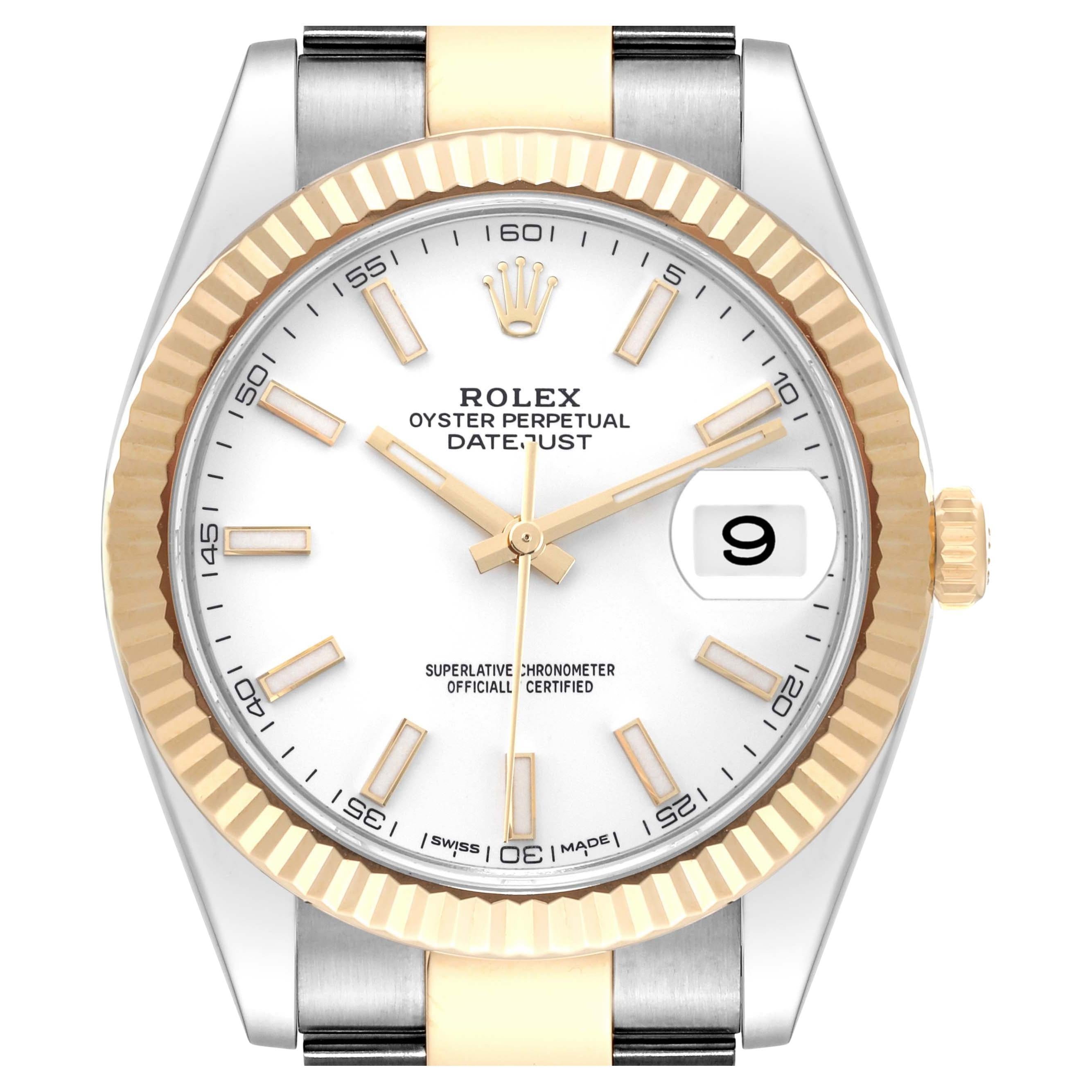 Rolex Datejust 41 Steel Yellow Gold White Dial Mens Watch 126333 Box Card