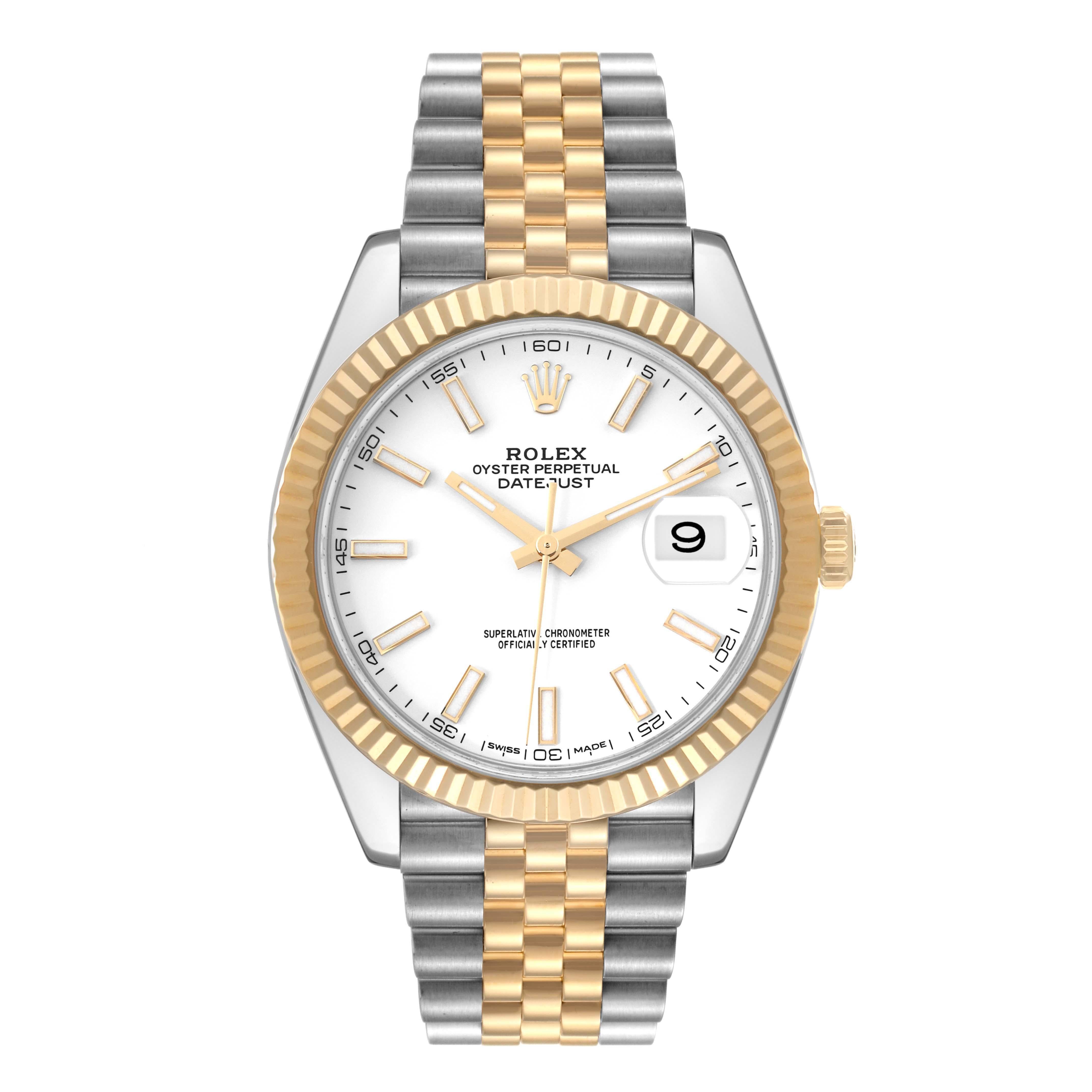 Rolex Datejust 41 Steel Yellow Gold White Dial Mens Watch 126333 For Sale 7