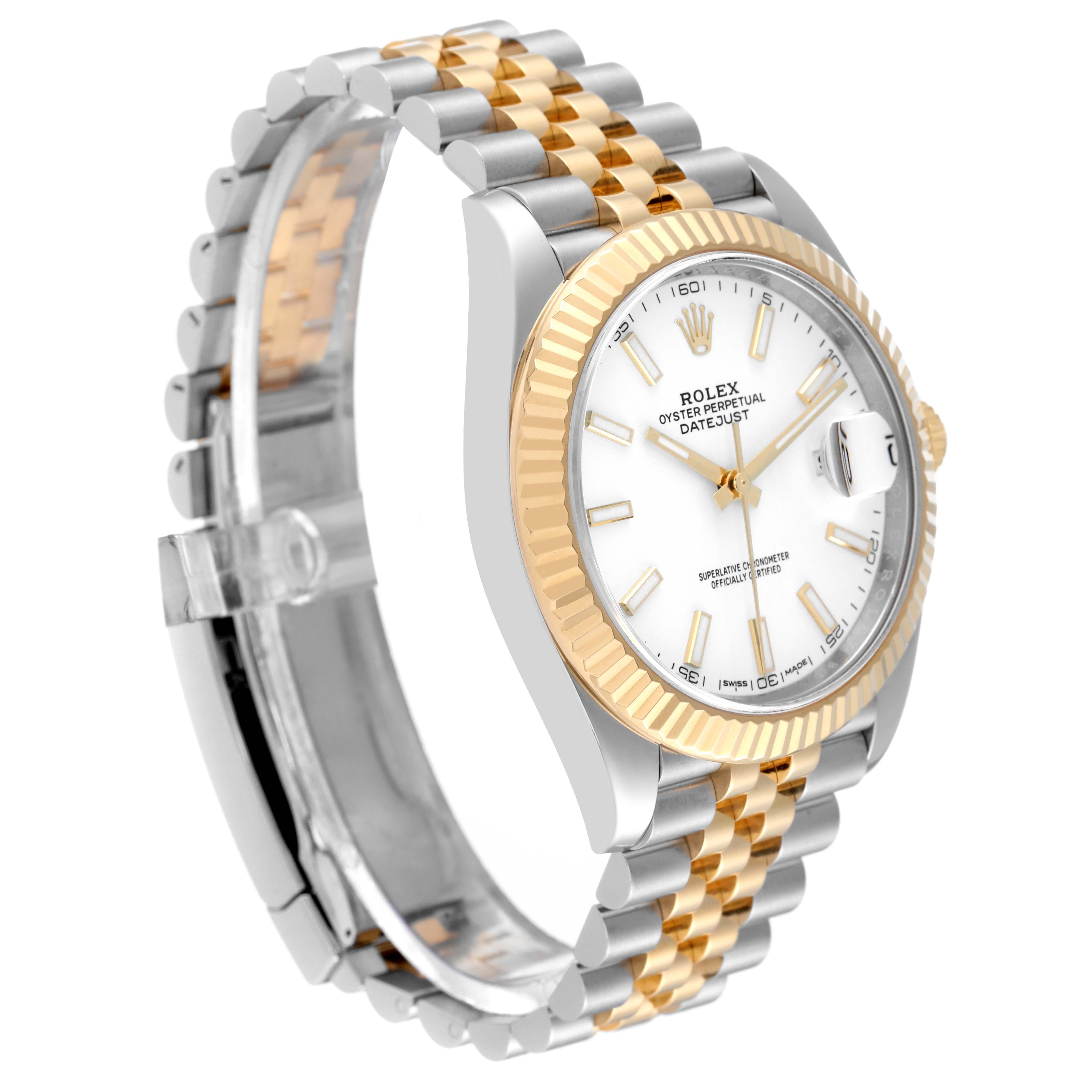 Rolex Datejust 41 Steel Yellow Gold White Dial Mens Watch 126333 In Excellent Condition In Atlanta, GA