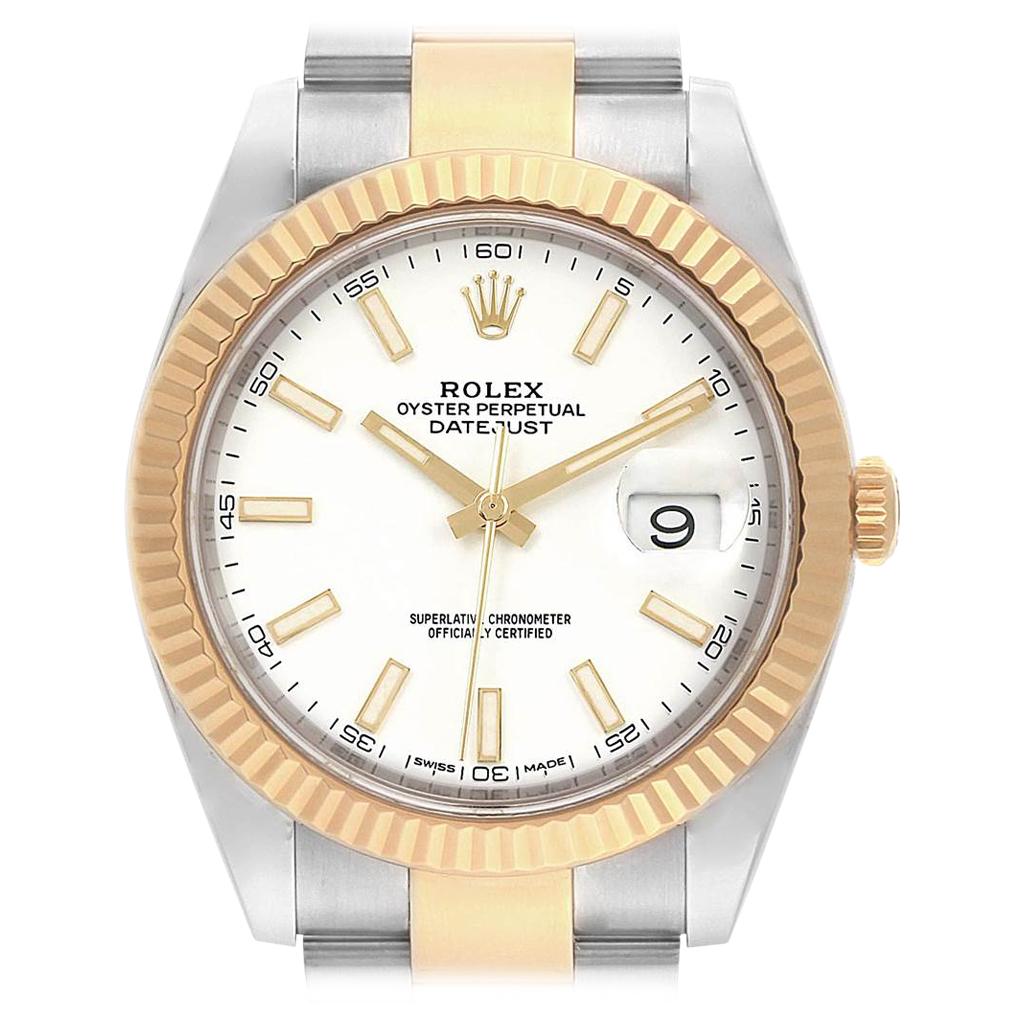 Rolex Datejust 41 Steel Yellow Gold White Dial Men's Watch 126333 For Sale