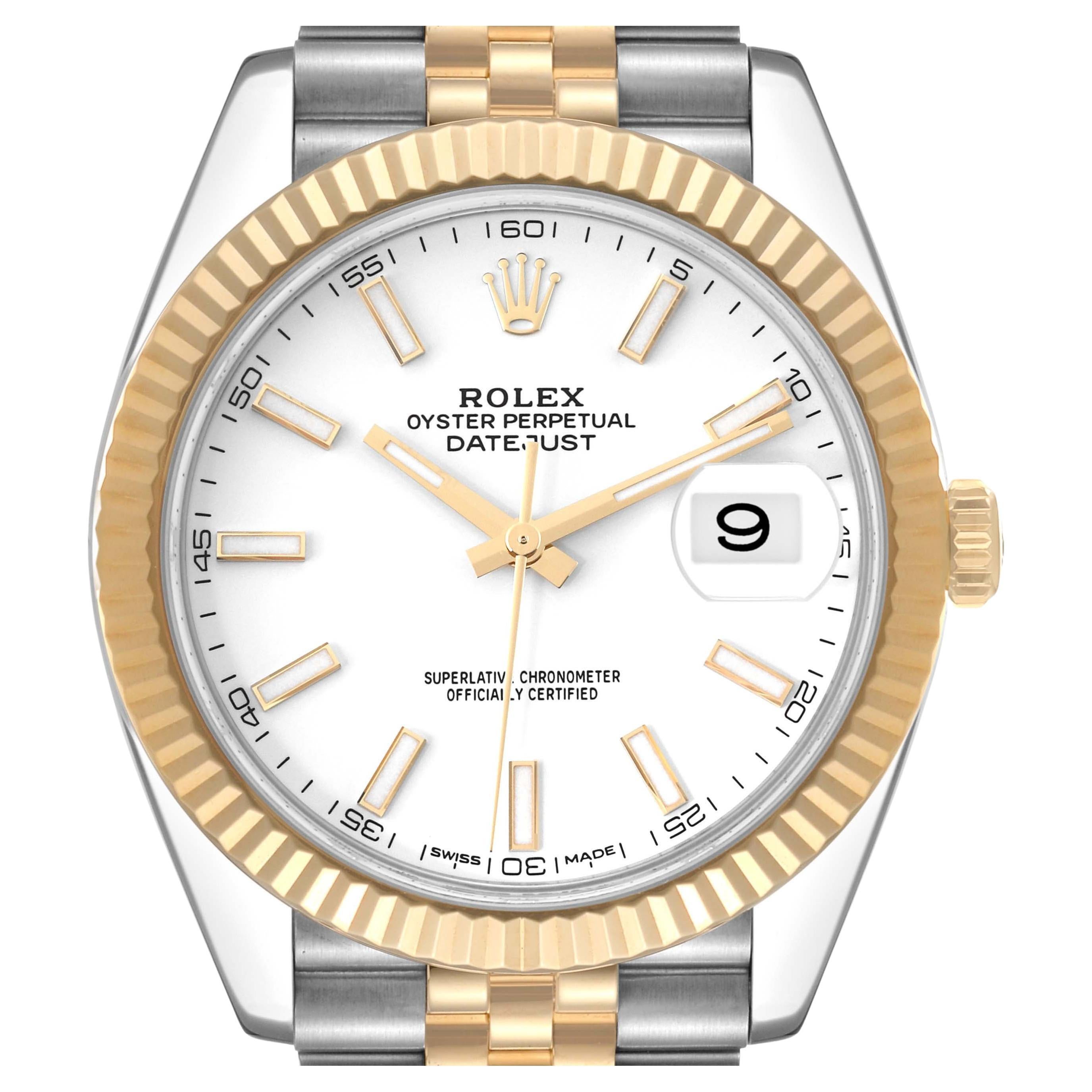 Rolex Datejust 41 Steel Yellow Gold White Dial Mens Watch 126333