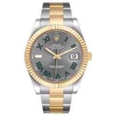 Rolex Datejust 41 Acero Oro Amarillo Esfera Wimbledon Reloj Caballero 116333 Caja Tarjeta