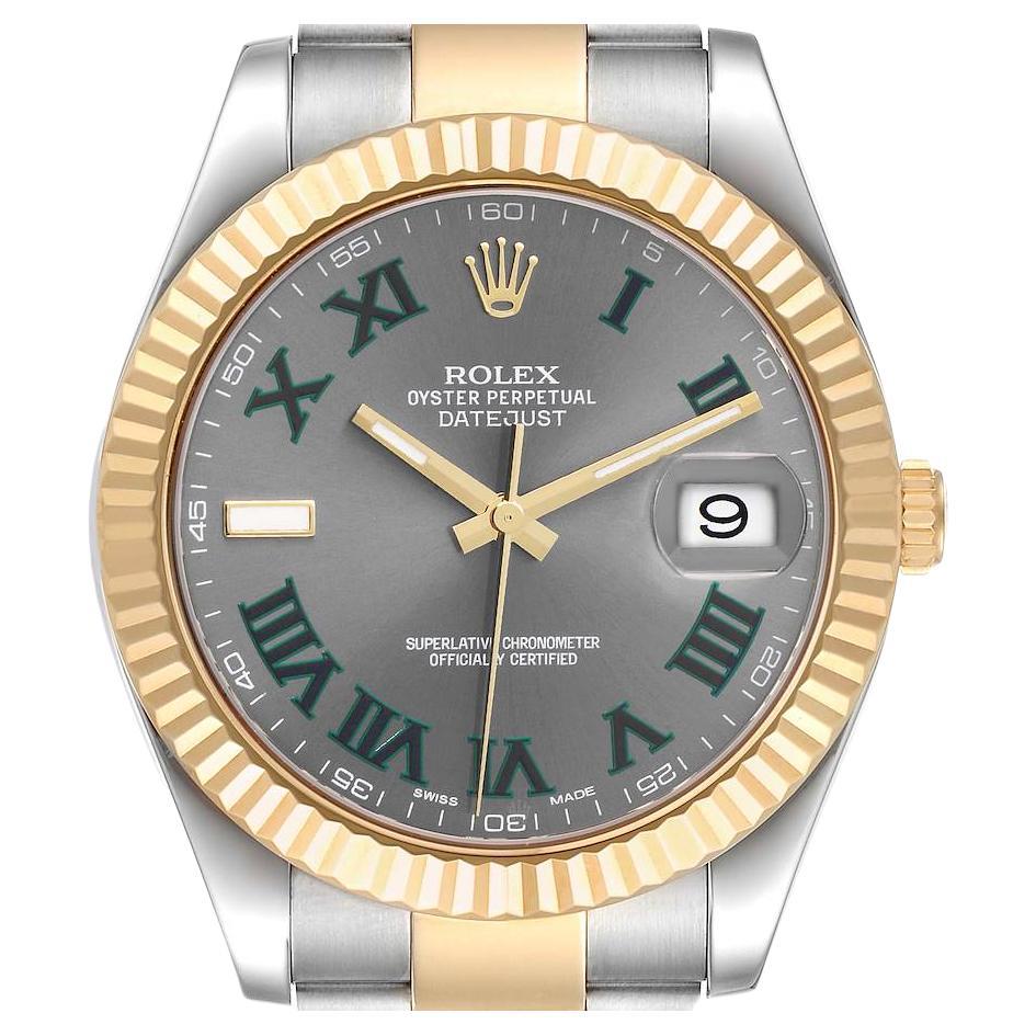 Rolex Datejust 41 Steel Yellow Gold Wimbledon Dial Mens Watch 116333 Box Card