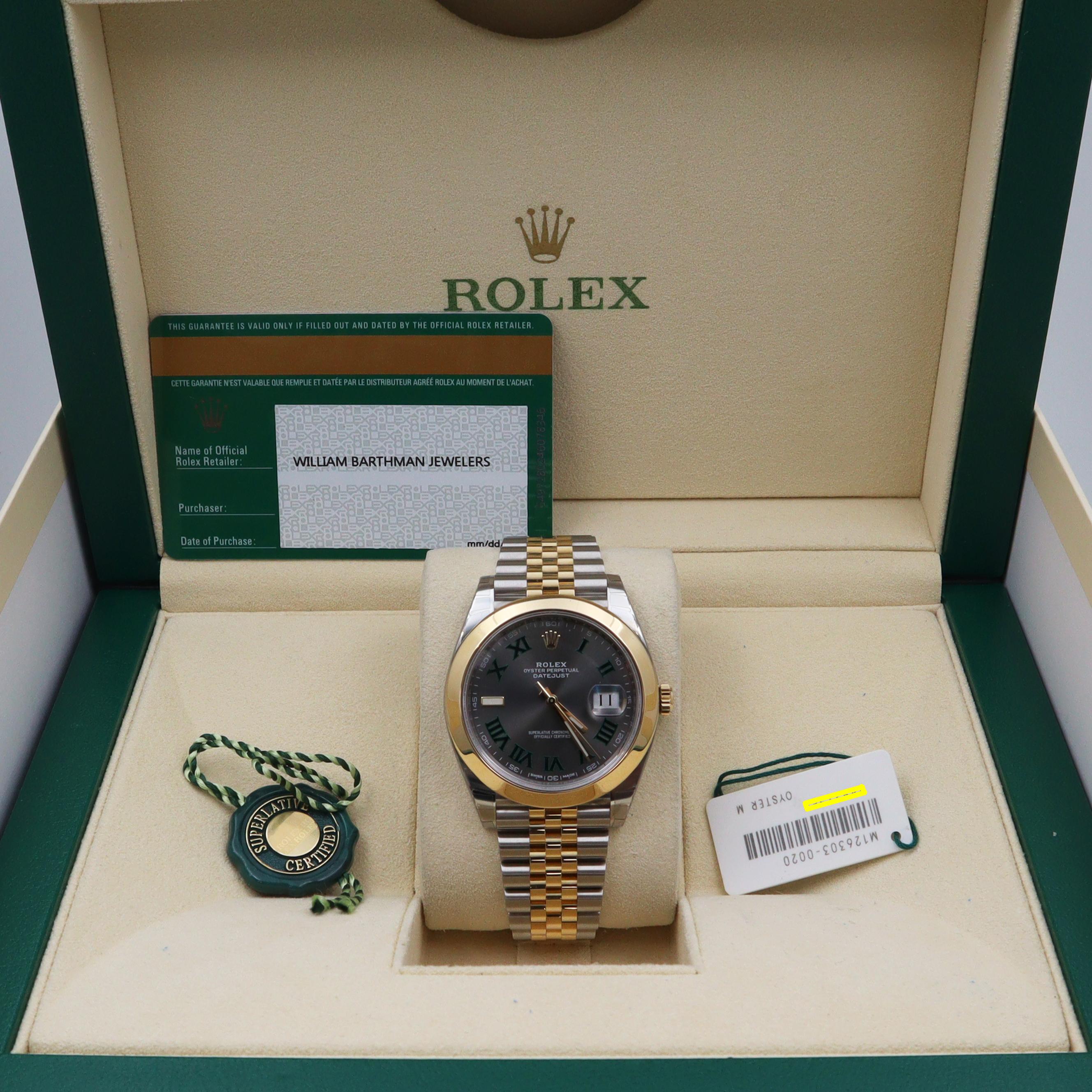 Men's Rolex Datejust 41 Steel Yellow Gold Wimbledon Dial Mens Watch 126303-SLTRJ
