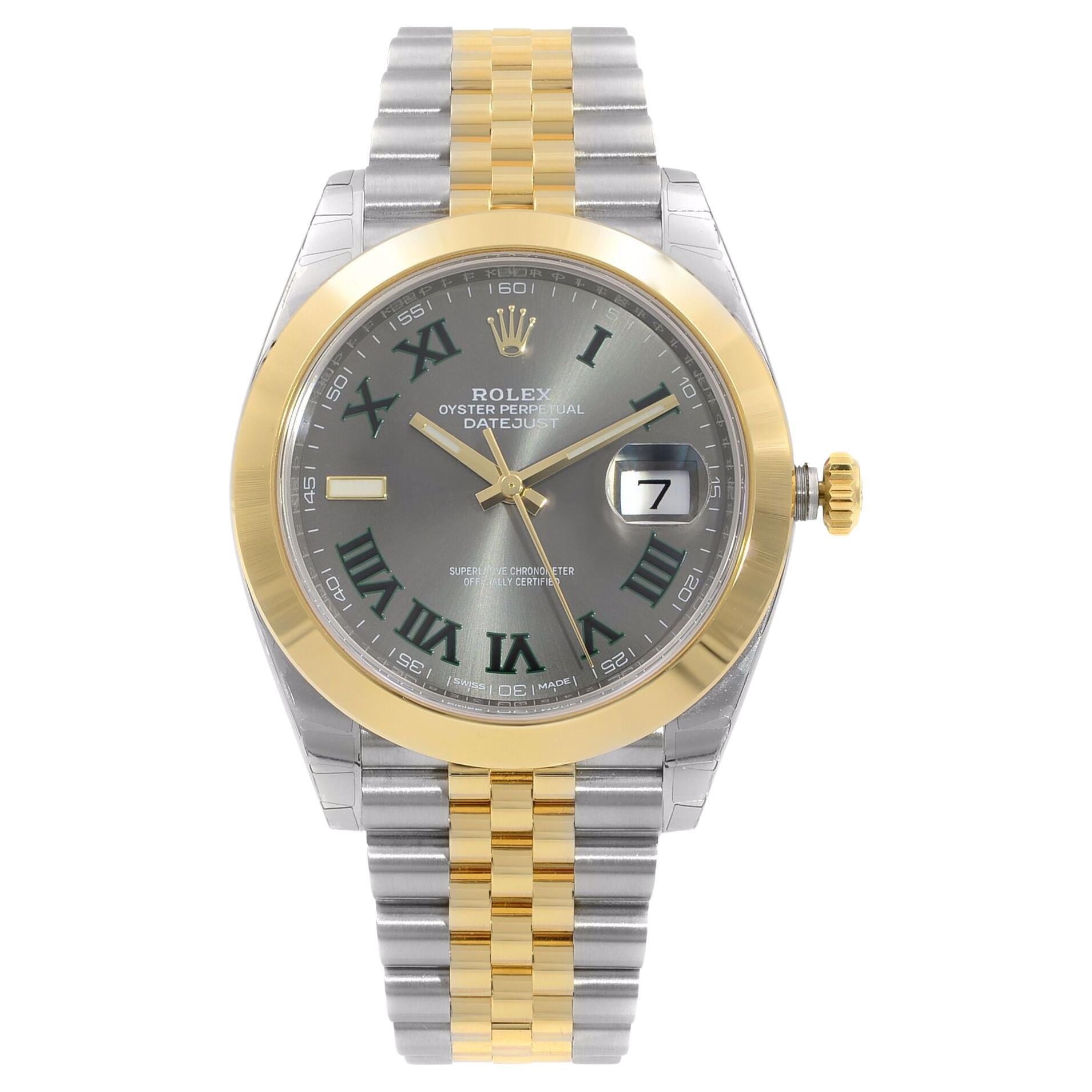 Rolex Datejust 41 Steel Yellow Gold Wimbledon Dial Mens Watch 126303 ...