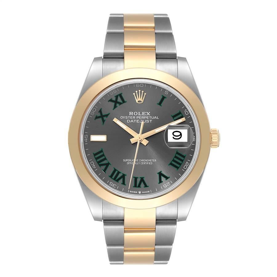 Rolex Datejust 41 Steel Yellow Gold Wimbledon Dial Mens Watch 126303 Unworn. Officially certified chronometer self-winding movement with quickset date. Stainless steel and 18K yellow gold case 41.0 mm in diameter.  High polished lugs. Rolex logo on