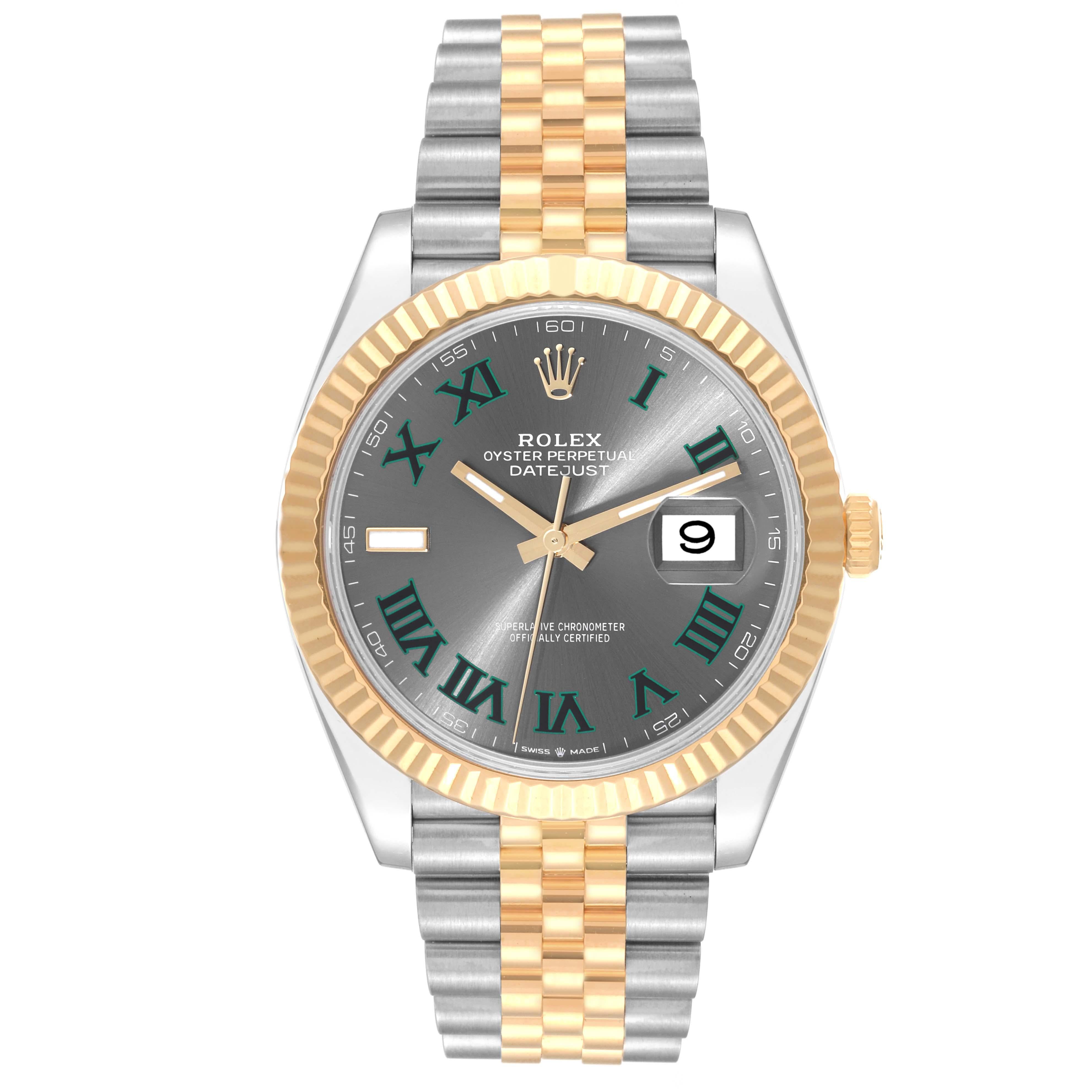 Men's Rolex Datejust 41 Steel Yellow Gold Wimbledon Dial Mens Watch 126333 Box Card
