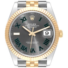 Rolex Datejust 41 Steel Yellow Gold Wimbledon Dial Mens Watch 126333 Box Card