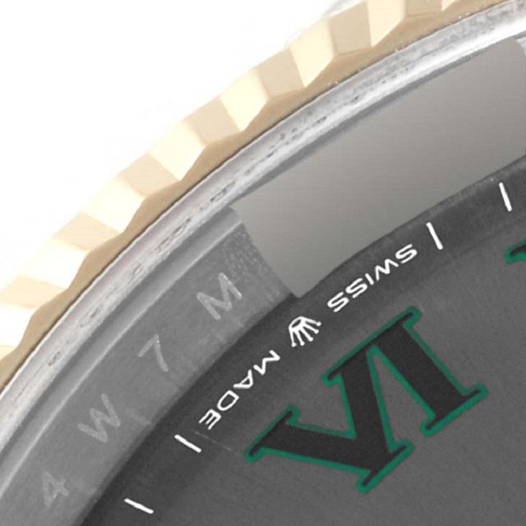 Rolex Datejust 41 Steel Yellow Gold Wimbledon Dial Mens Watch 126333. Mouvement automatique à remontage automatique, certifié officiellement chronomètre, avec date à réglage rapide. Boîtier en acier inoxydable et en or jaune 18 carats de 41,0 mm de