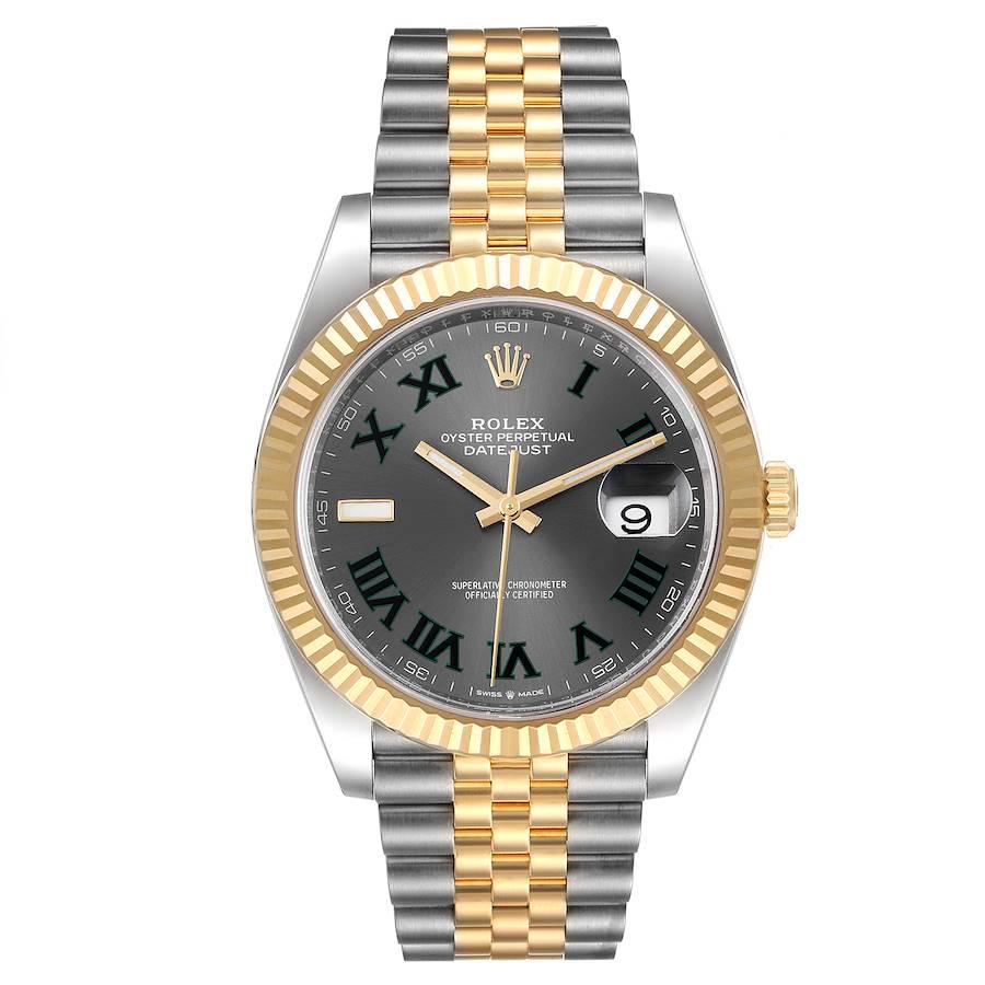 Rolex Datejust 41 Steel Yellow Gold Wimbledon Dial Mens Watch 126333 Unworn. Officially certified chronometer self-winding movement with quickset date. Stainless steel and 18K yellow gold case 41.0 mm in diameter. Rolex logo on a crown. 18K yellow