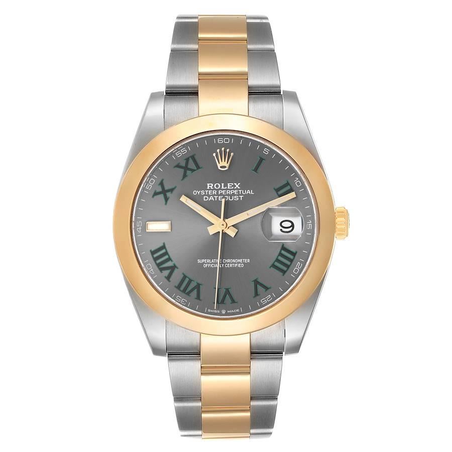 Rolex Datejust 41 Steel Yellow Gold Wimbledon Dial Watch 126303 Unworn. Officially certified chronometer self-winding movement with quickset date. Stainless steel and 18K yellow gold case 41.0 mm in diameter.  High polished lugs. Rolex logo on a