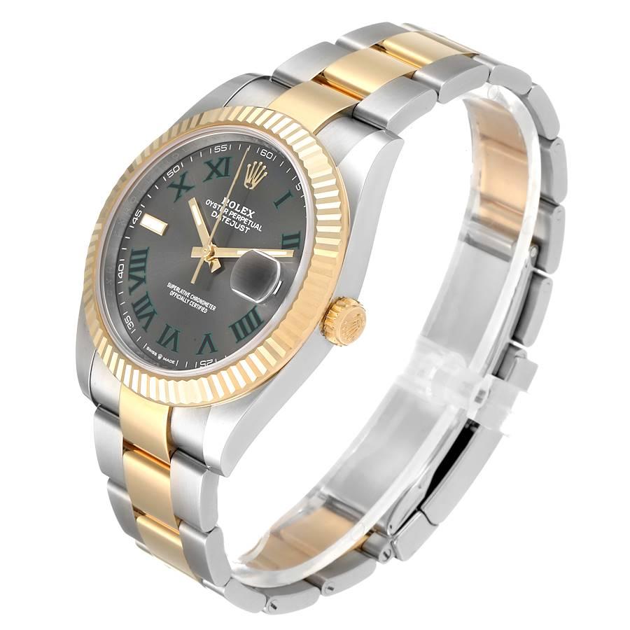 Men's Rolex Datejust 41 Steel Yellow Gold Wimbledon Men’s Watch 126333 Box Card For Sale