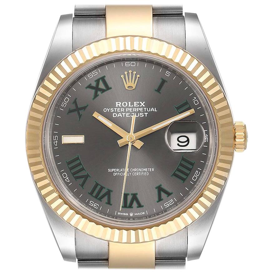 Rolex Datejust 41 Steel Yellow Gold Wimbledon Men’s Watch 126333 Box Card For Sale