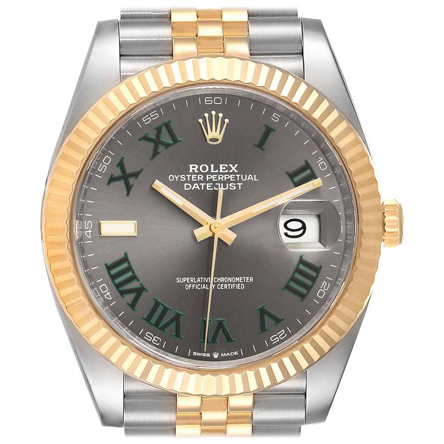 Rolex Datejust 41 Steel Yellow Gold Wimbledon Mens Watch 126333 Box Card