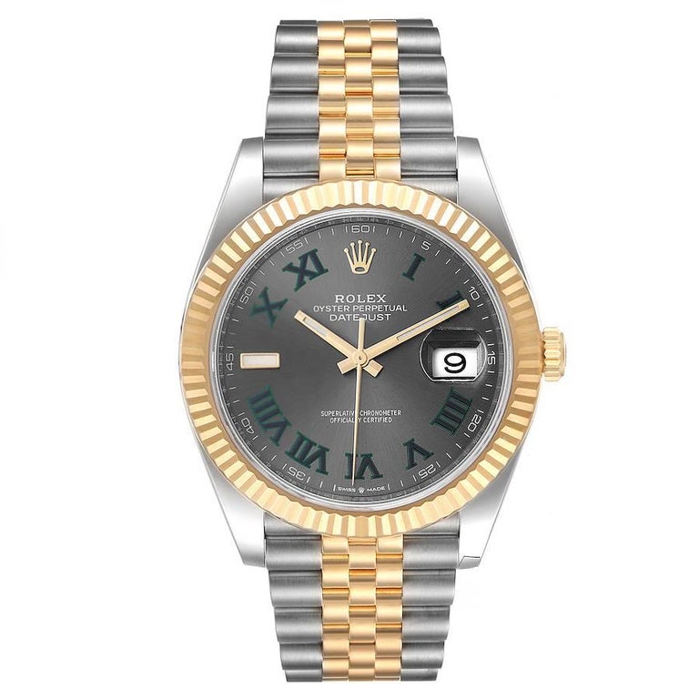 Rolex Datejust 41 Steel Yellow Gold Wimbledon Mens Watch 126333 Unworn. Officially certified chronometer self-winding movement with quickset date. Stainless steel and 18K yellow gold case 41.0 mm in diameter. Rolex logo on a crown. 18K yellow gold