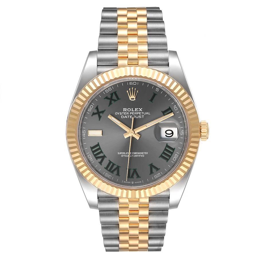 Rolex Datejust 41 Steel Yellow Gold Wimbledon Mens Watch 126333 Unworn. Officially certified chronometer self-winding movement with quickset date. Stainless steel and 18K yellow gold case 41.0 mm in diameter. Rolex logo on a crown. 18K yellow gold