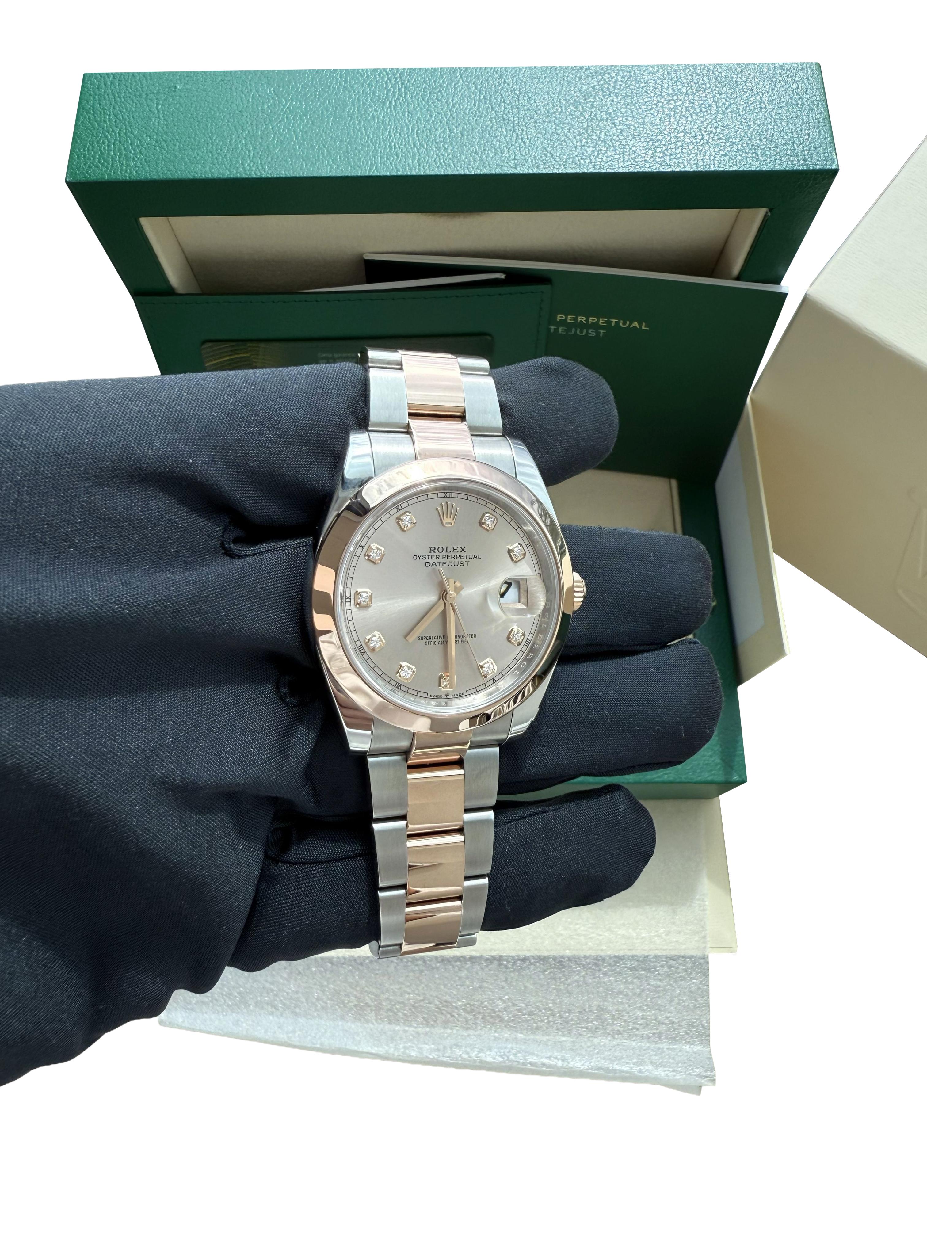 Rolex Datejust 41 Sundust Pink Diamond Dial Rose Gold Smooth Bezel Watch 126301 For Sale 7