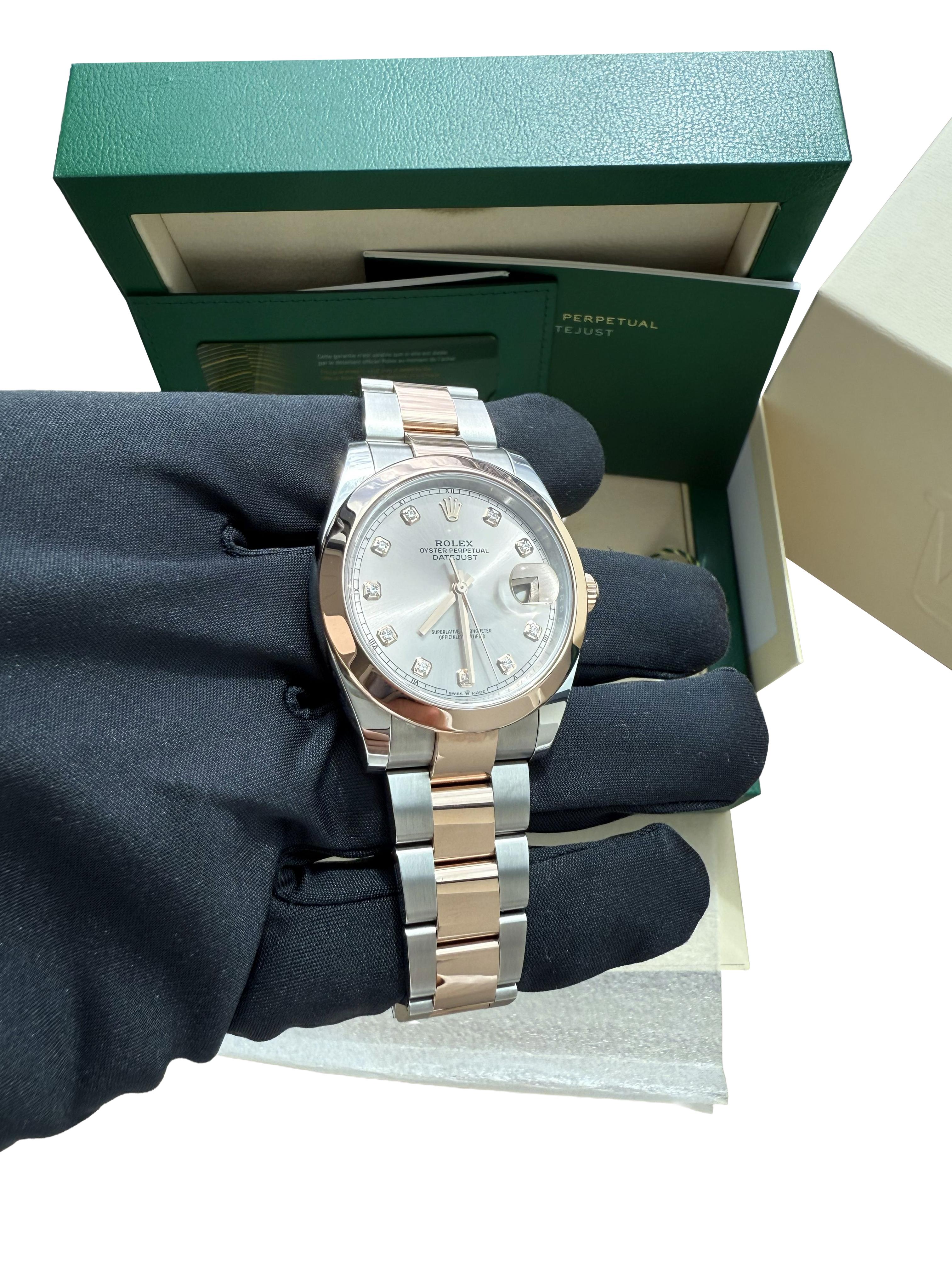 Rolex Datejust 41 Sundust Pink Diamond Dial Rose Gold Smooth Bezel Watch 126301 For Sale 8