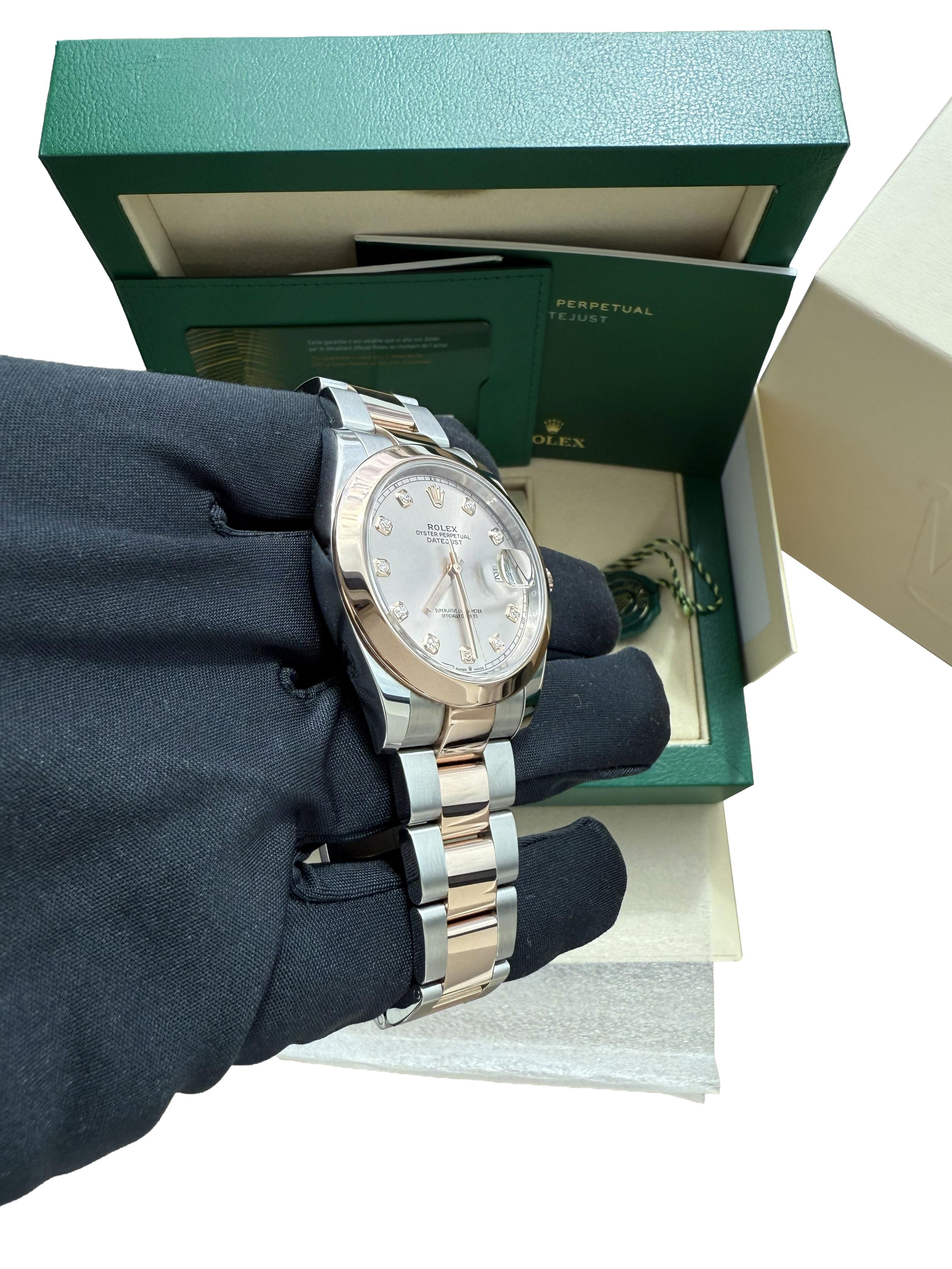 Rolex Datejust 41 Sundust Pink Diamond Dial Rose Gold Smooth Bezel Watch 126301 For Sale 9