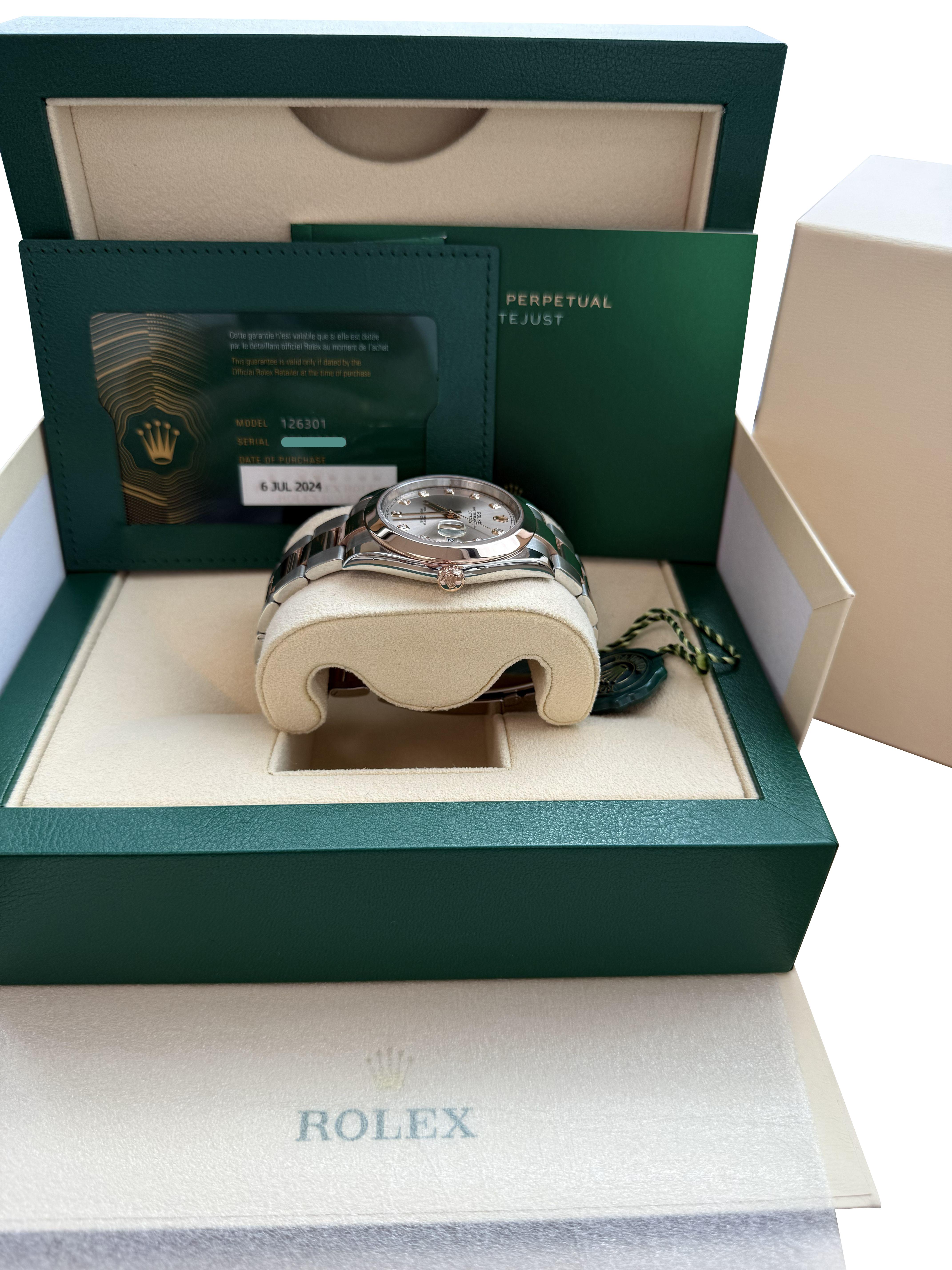 Rolex Datejust 41 Sundust Pink Diamond Dial Rose Gold Smooth Bezel Watch 126301 For Sale 2