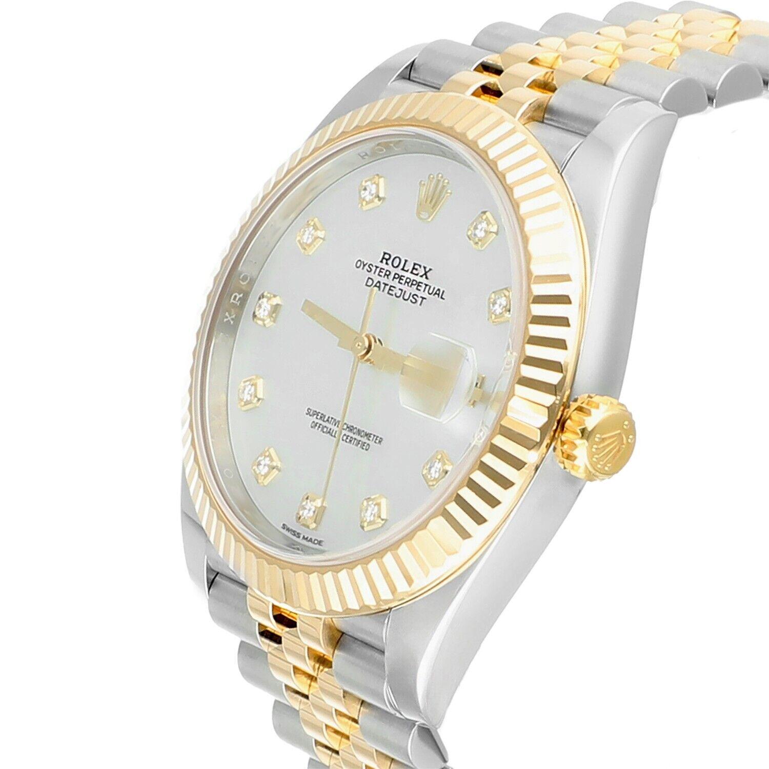 Rolex Datejust 41 Two Tone White Mother of Pearl Dial Jubilee Bracelet 126333 In Excellent Condition In New York, NY